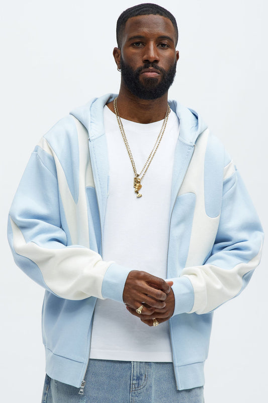 Tyson Oasis Paneled Zip Up Hoodie - Blue/combo