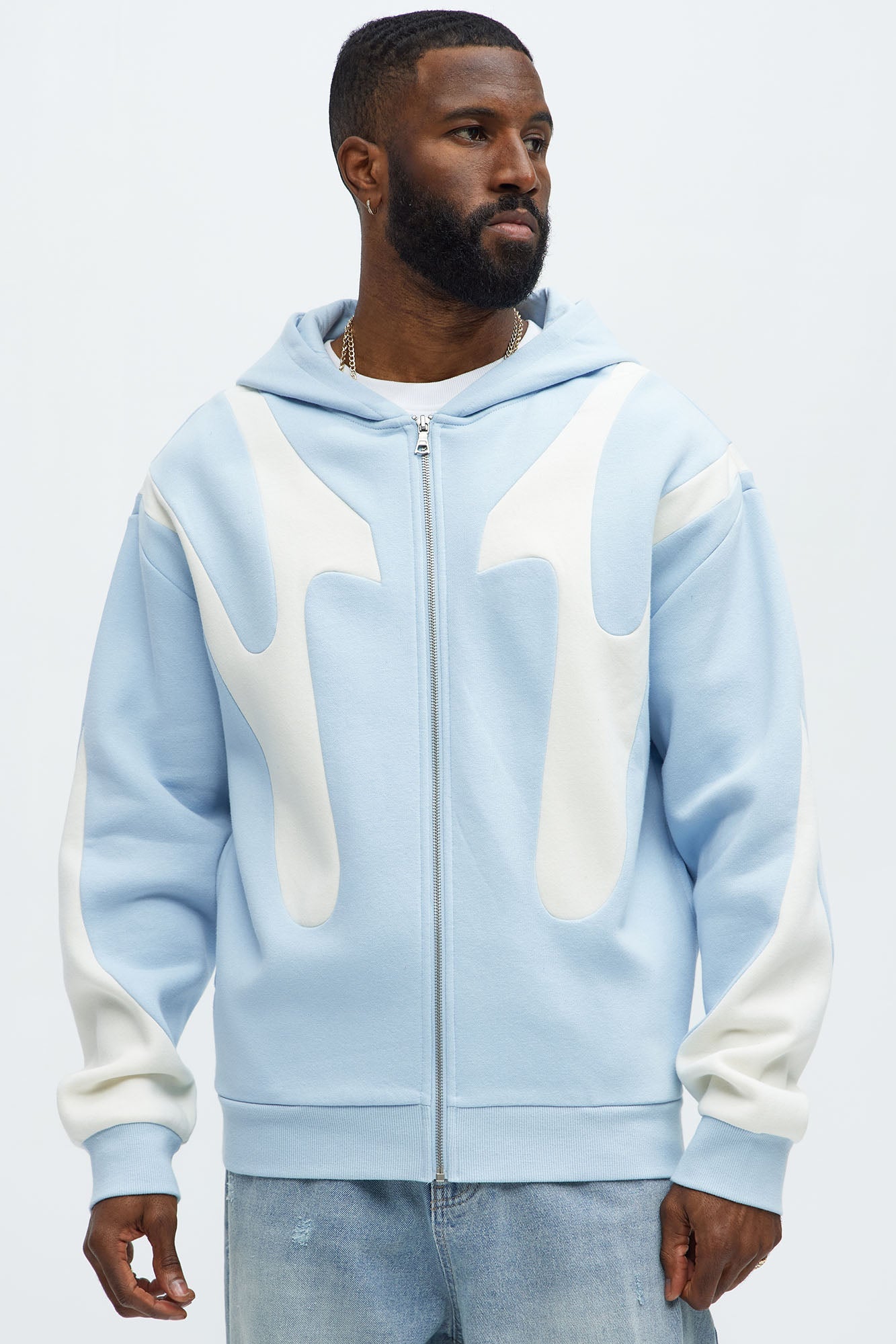 Tyson Oasis Paneled Zip Up Hoodie - Blue/combo