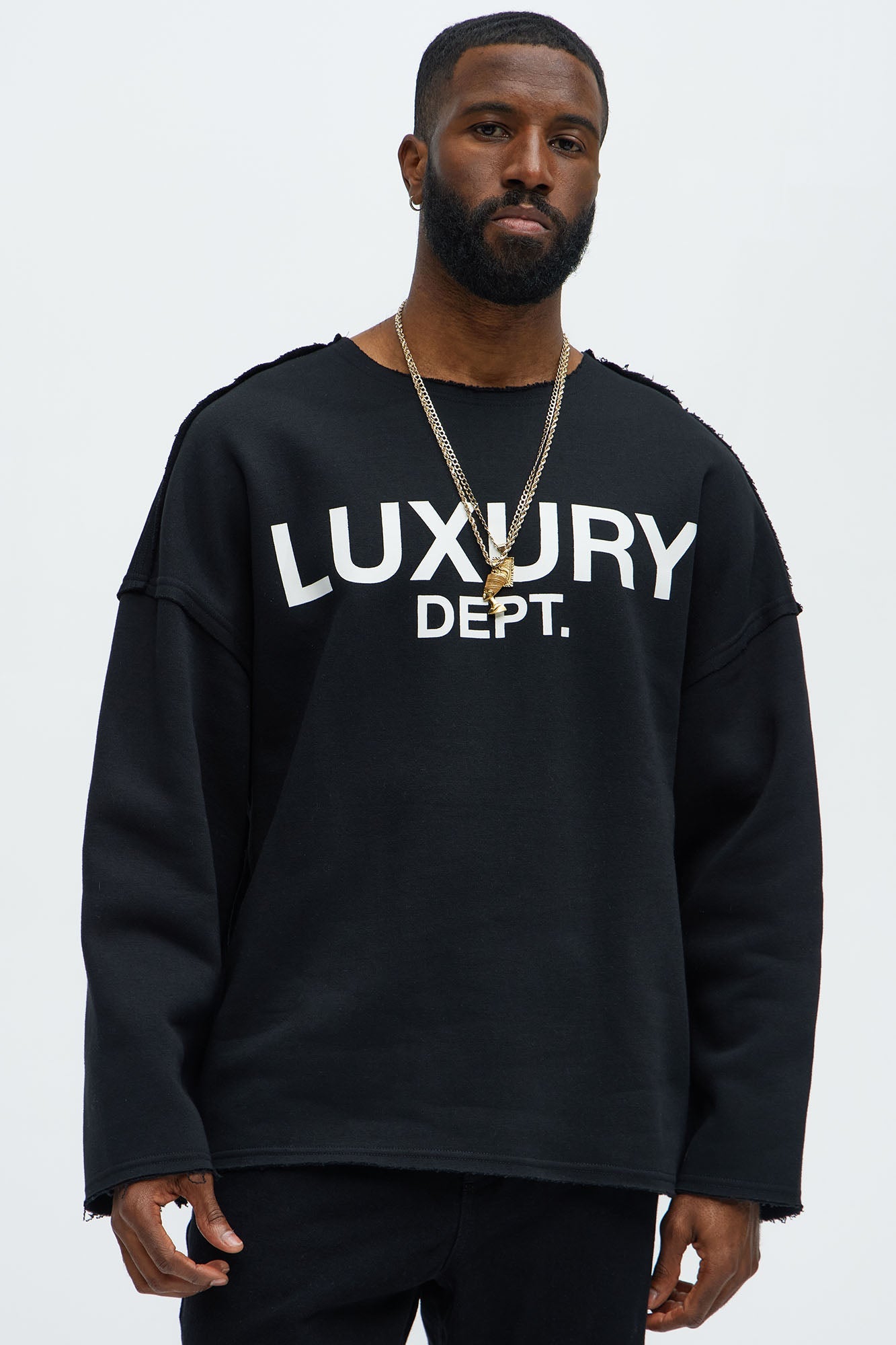 Tyson Luxury Dept Frayed Oversized Sweatshirt - Black