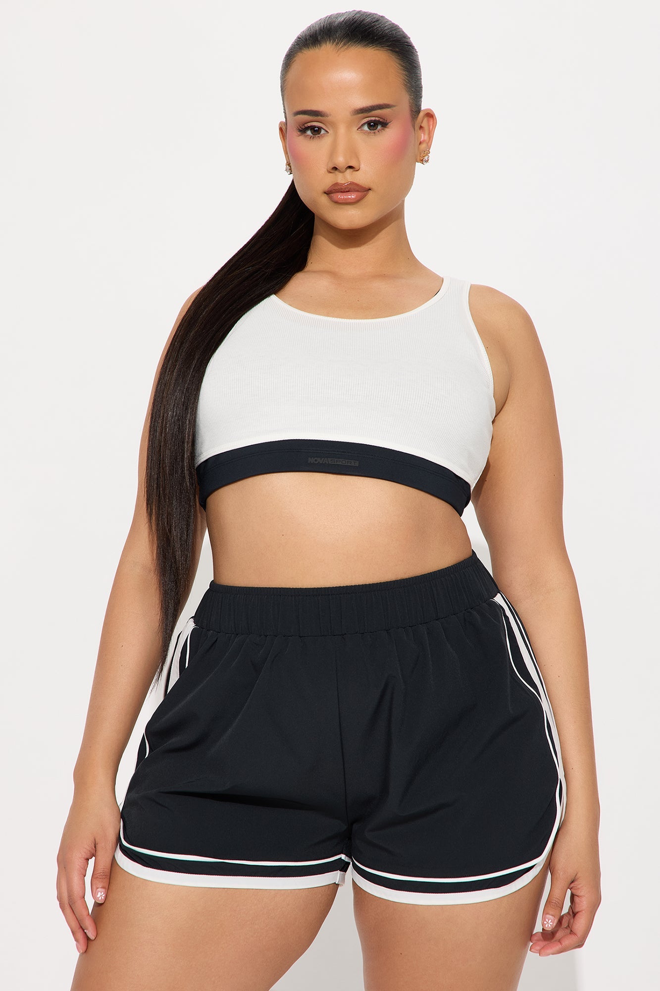Cross Court Elevate Double Layered Sports Bra - White/Black