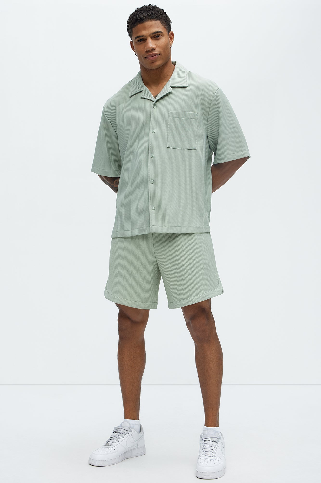 Show Up Short Sleeve Cuban Shirt - Sage