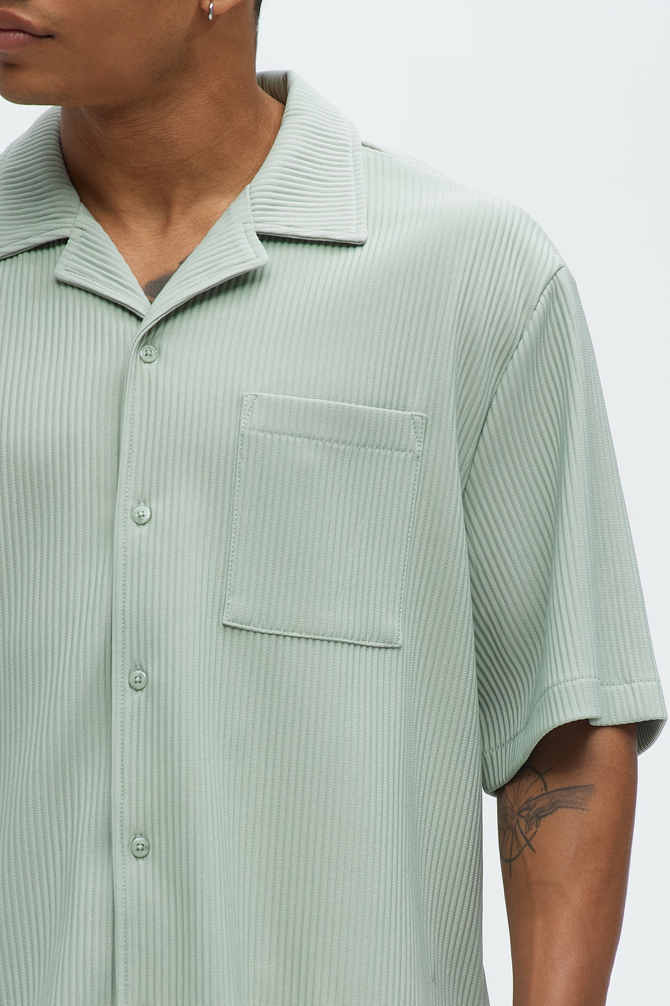 Show Up Short Sleeve Cuban Shirt - Sage