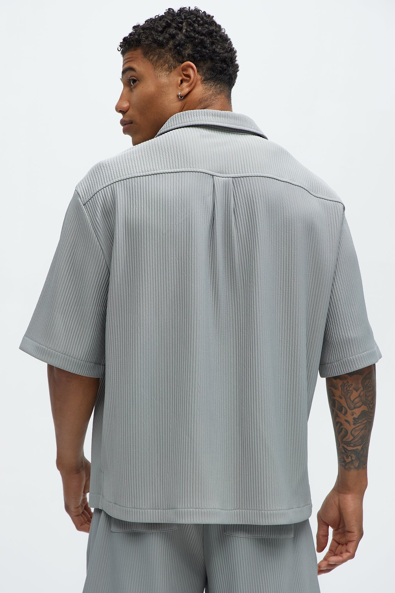 Show Up Short Sleeve Cuban Shirt - Grey