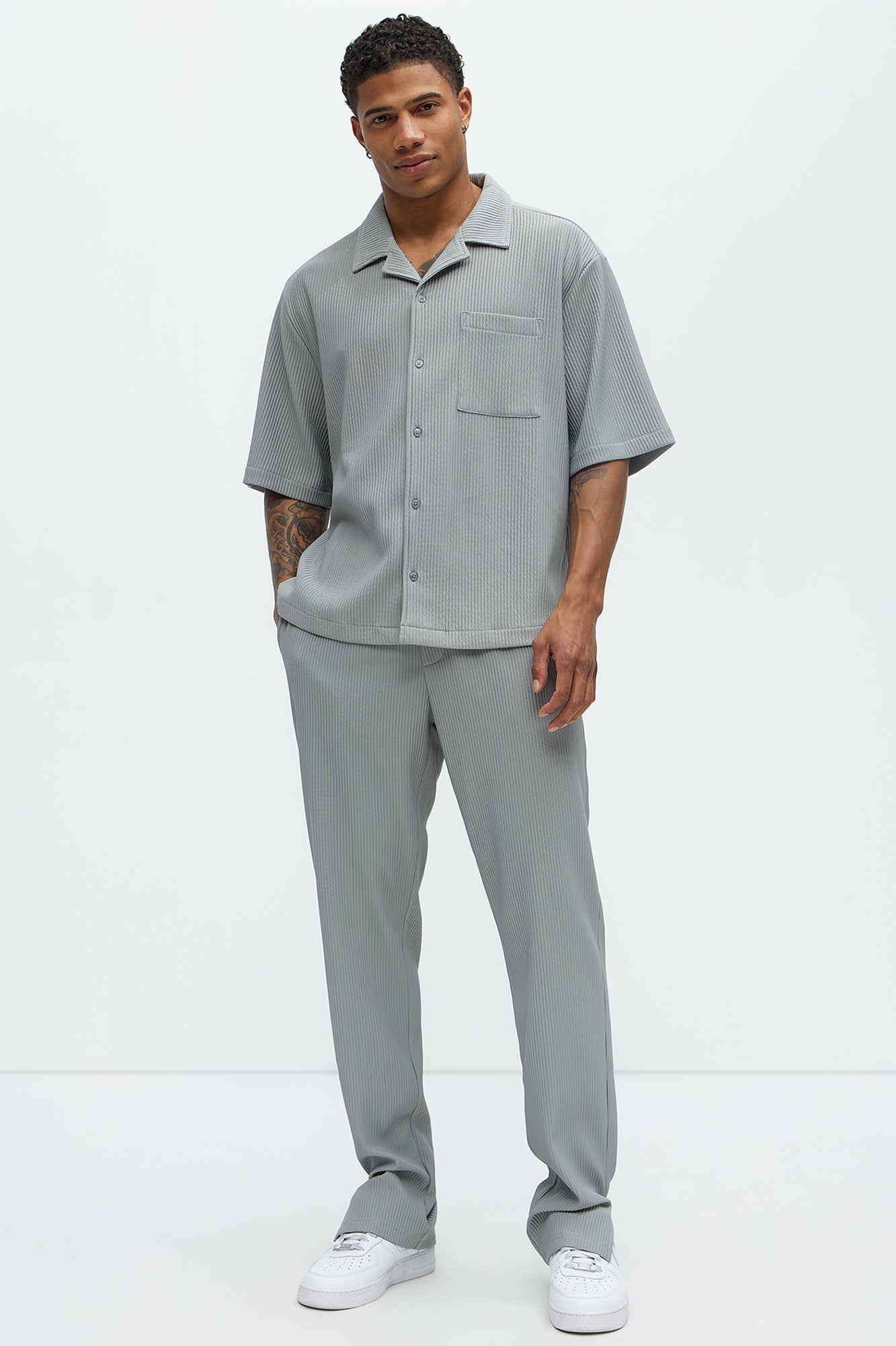 Show Up Slim Slit Pants - Grey