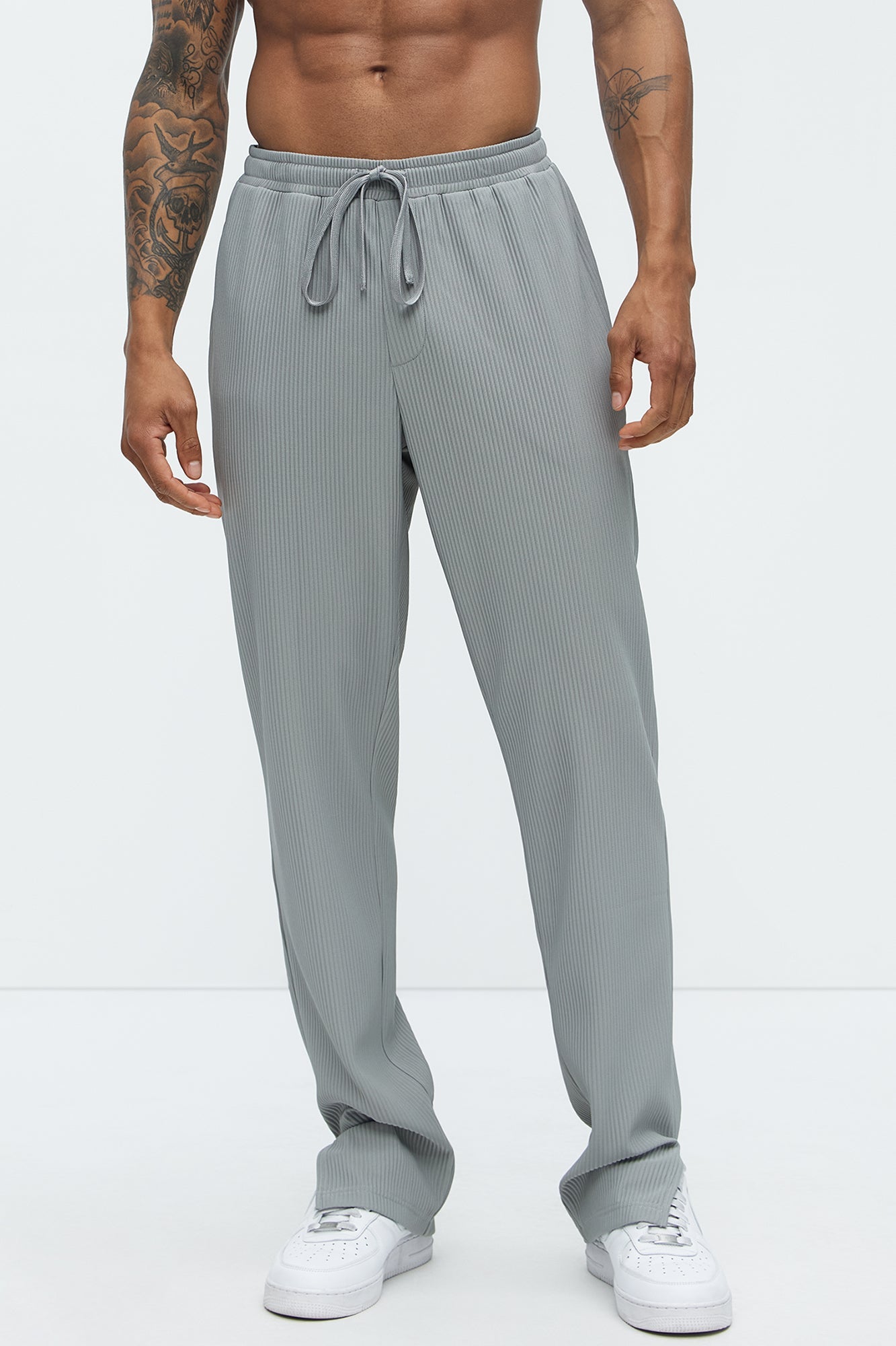 Show Up Slim Slit Pants - Grey