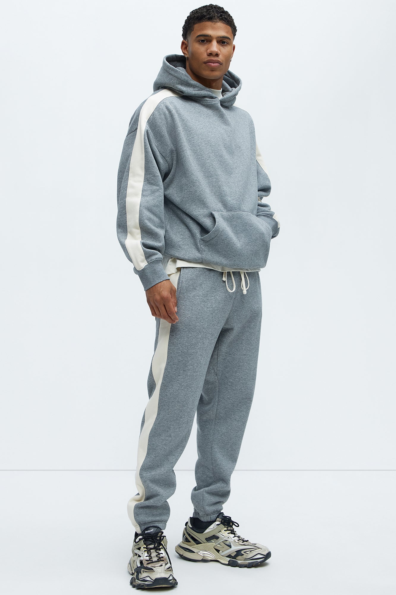 Tyson Heavyweight Striped Jogger - Heather Grey