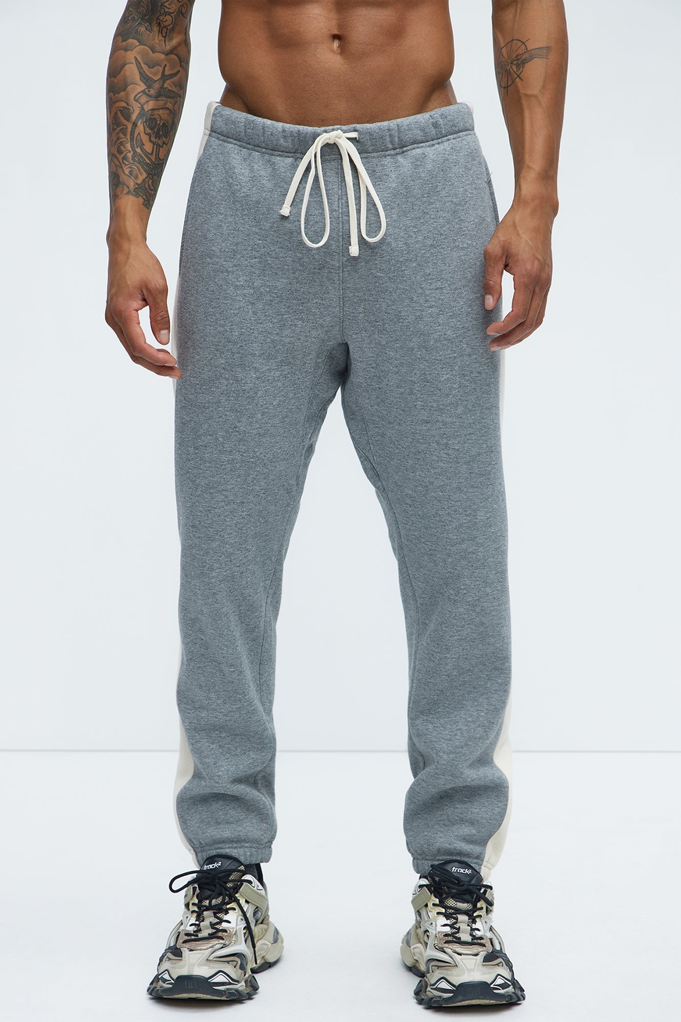 Tyson Heavyweight Striped Jogger - Heather Grey