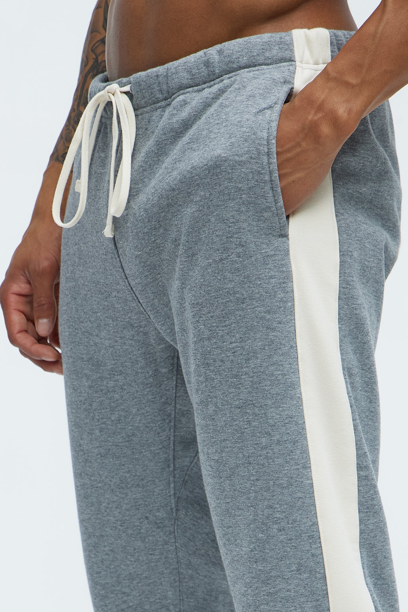 Tyson Heavyweight Striped Jogger - Heather Grey