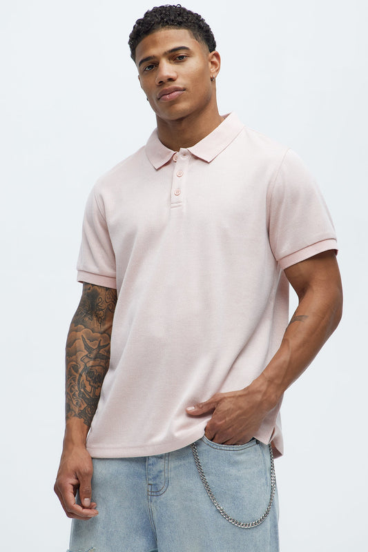 Subtle Stripes Textured Polo - Pink