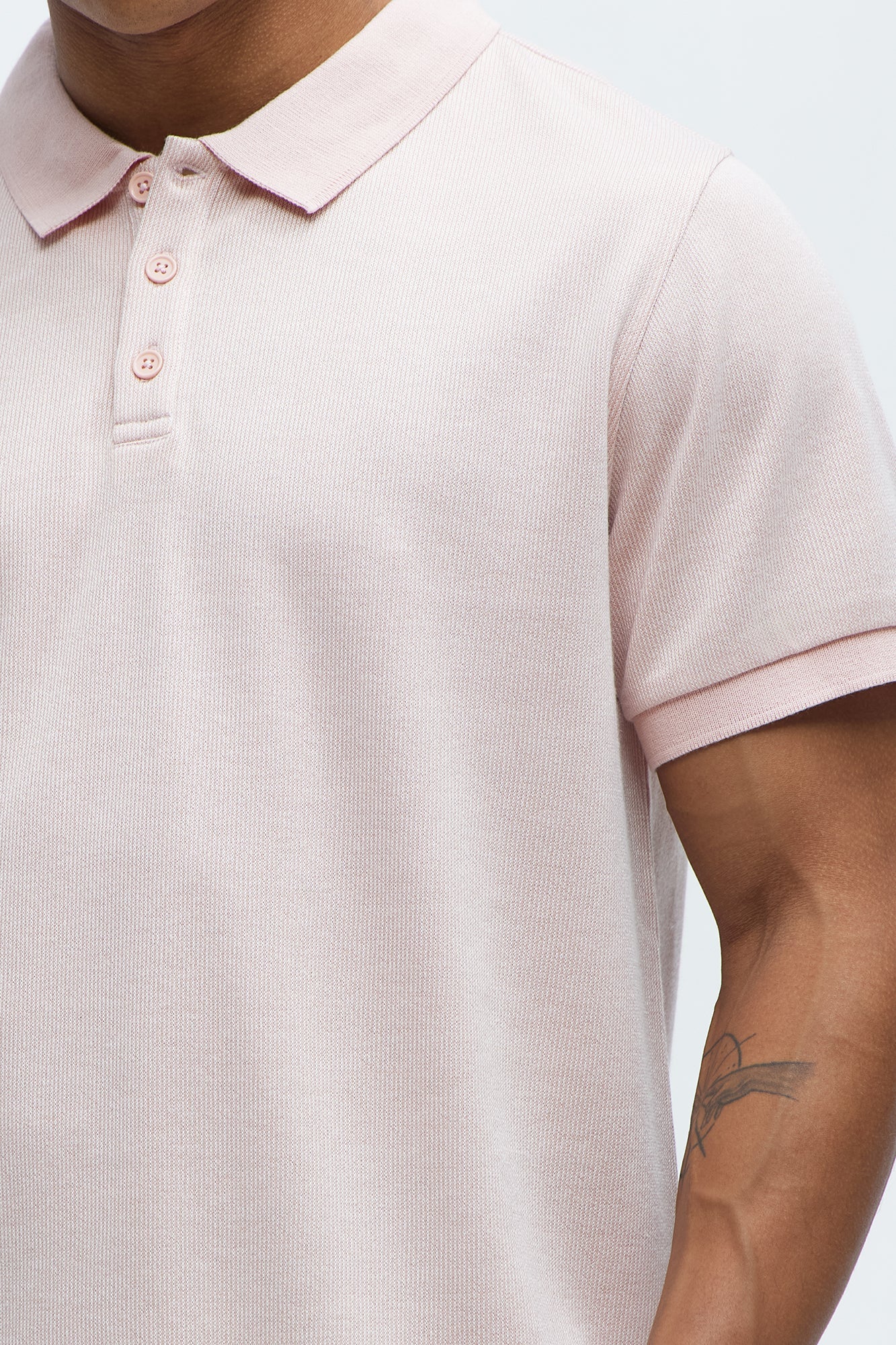 Subtle Stripes Textured Polo - Pink