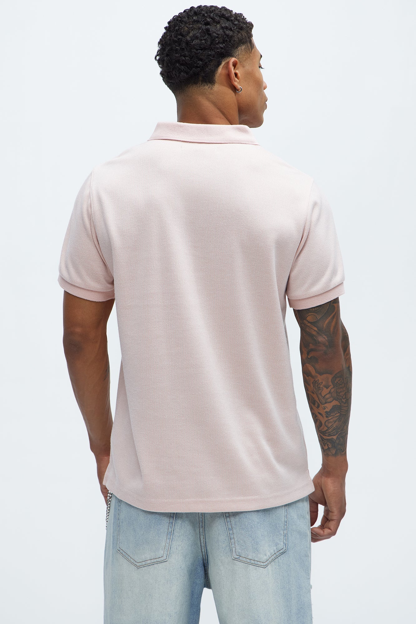 Subtle Stripes Textured Polo - Pink