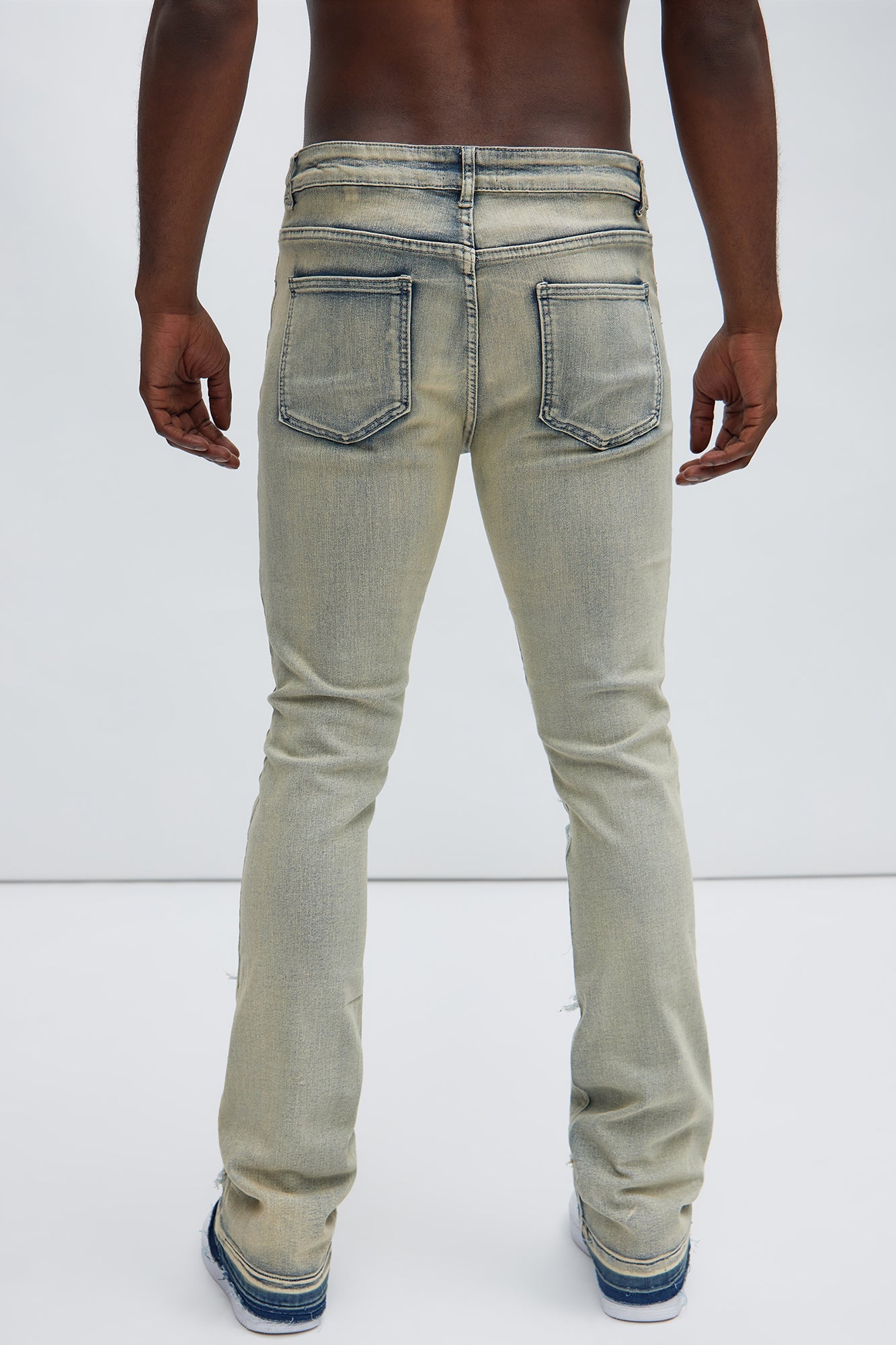 Got Me Destroyed Stacked Skinny Flare Jeans - Light Blue