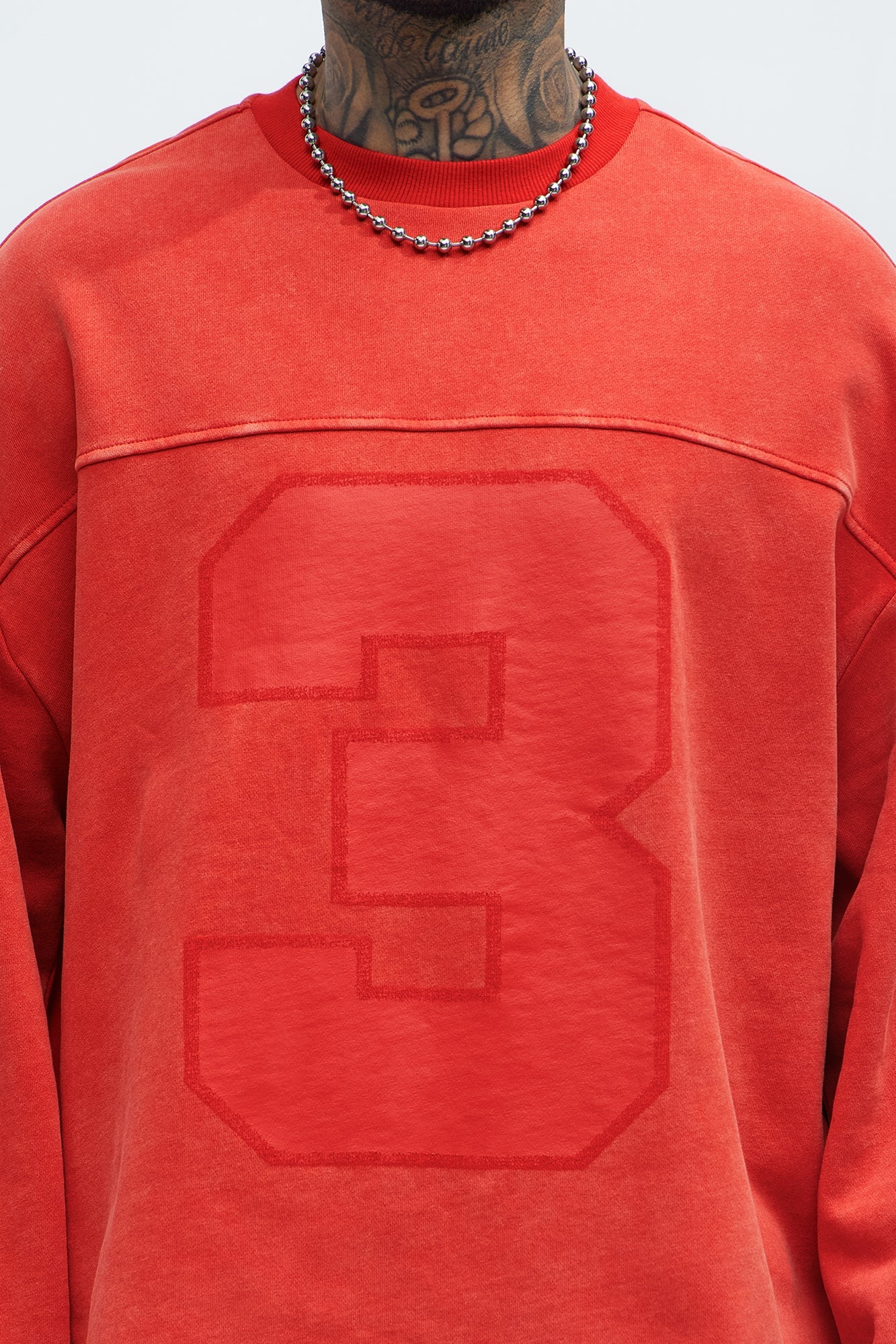 Kyle Long Sleeve Oversized Tee - Red