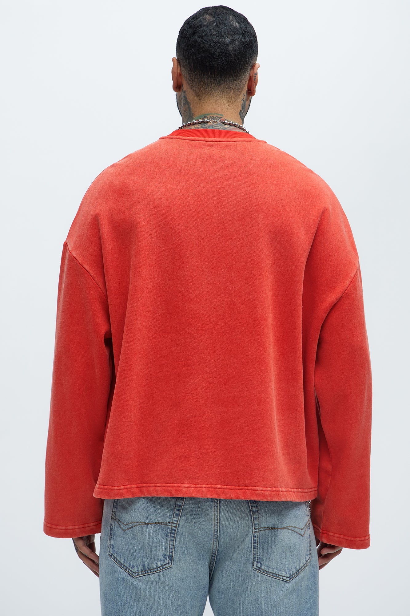 Kyle Long Sleeve Oversized Tee - Red