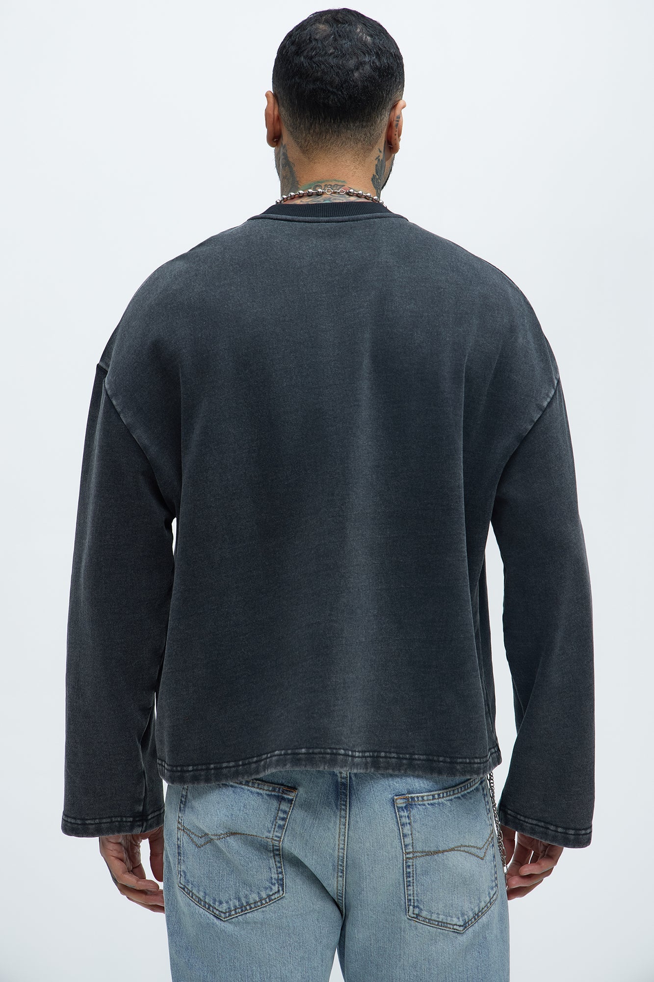 Kyle Long Sleeve Oversized Tee - Black Wash