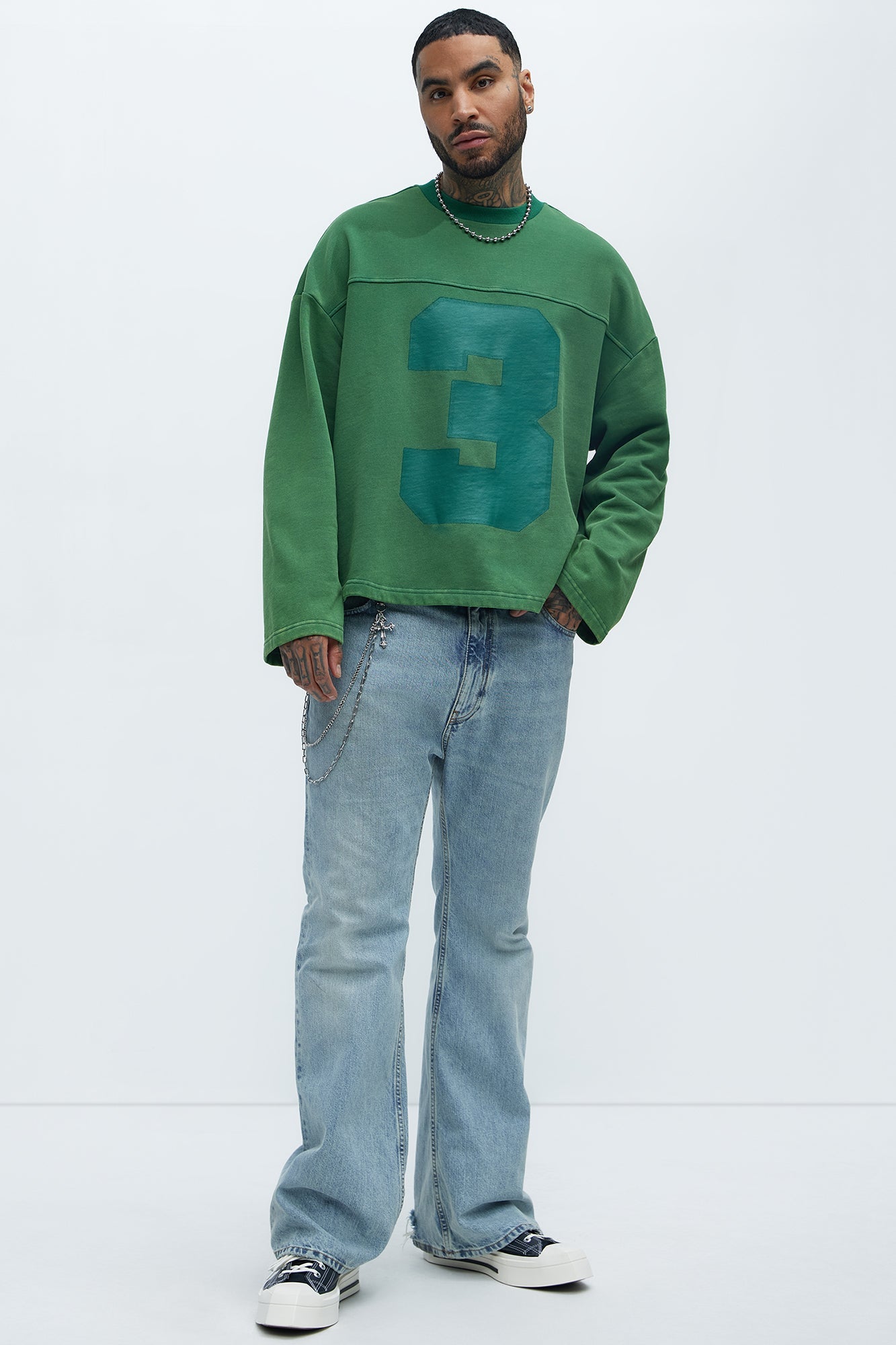 Kyle Long Sleeve Oversized Tee - Green