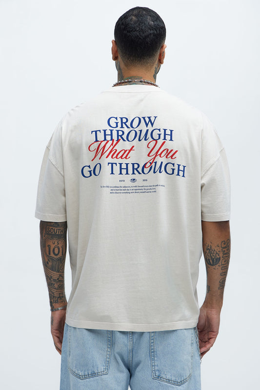 Grow Through What You Go Through Oversized Short Sleeve Tee - Light Grey