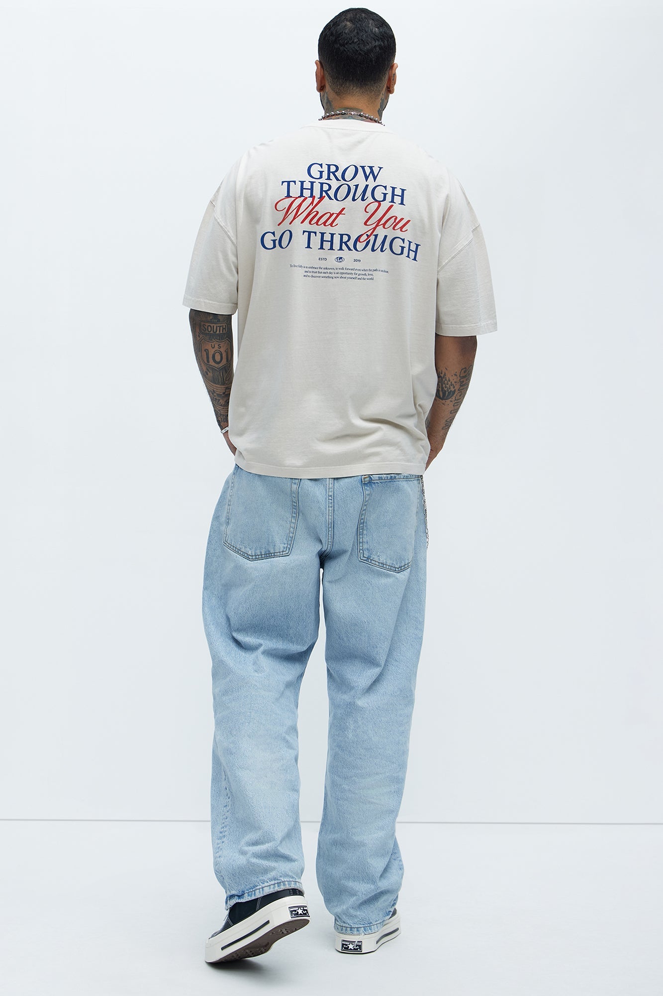 Grow Through What You Go Through Oversized Short Sleeve Tee - Light Grey