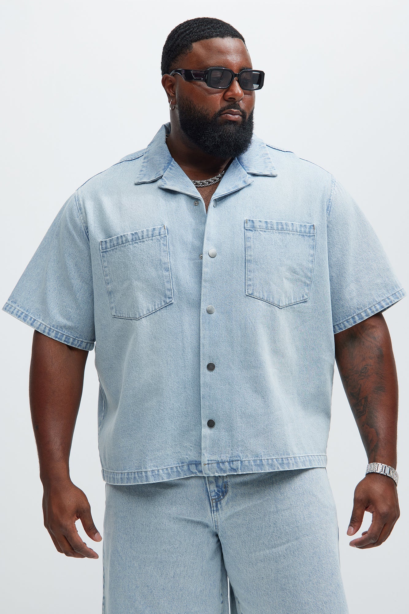 Colin True Denim Button Up Shirt - Light Blue Wash