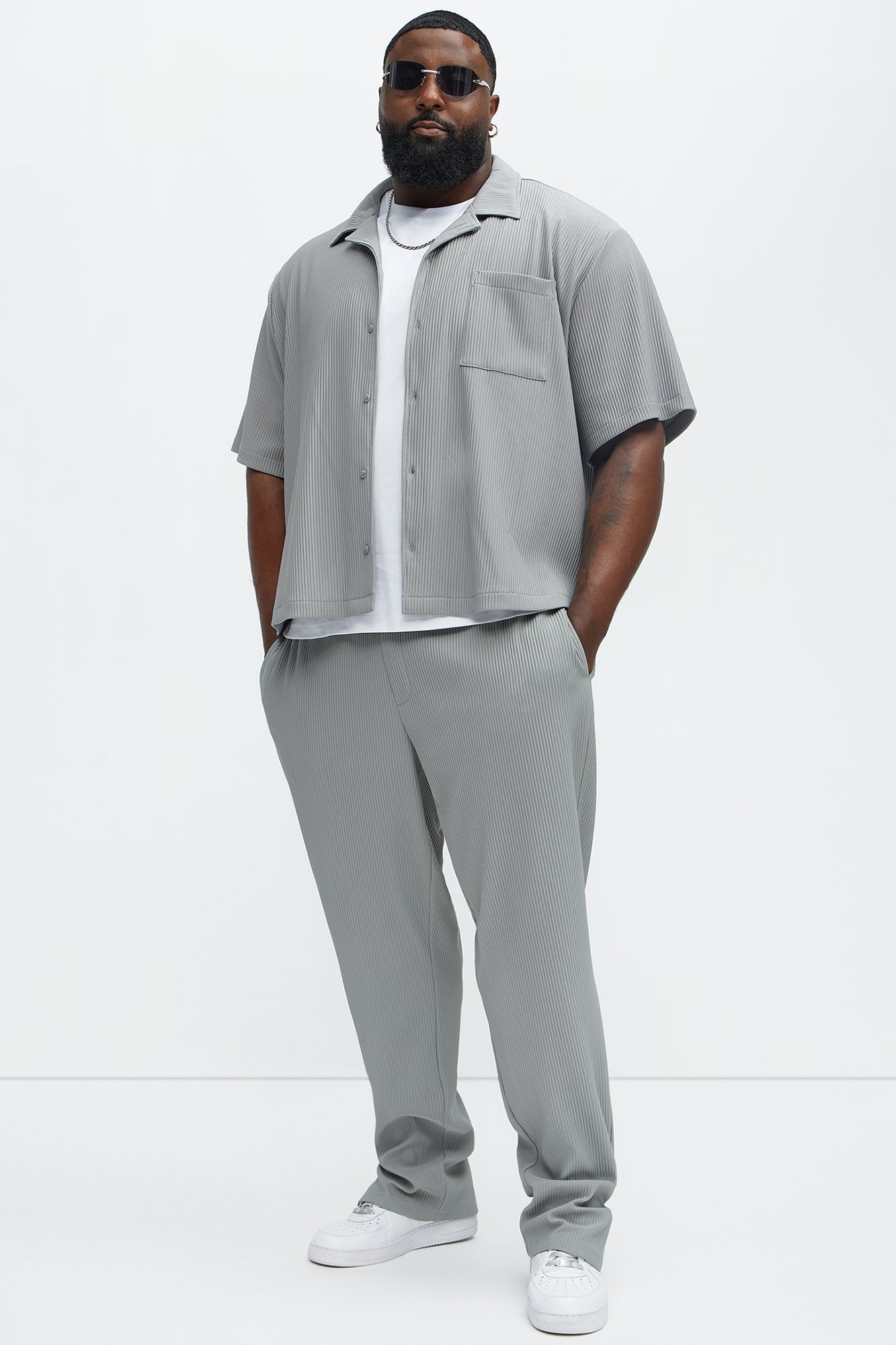 Show Up Slim Slit Pants - Grey