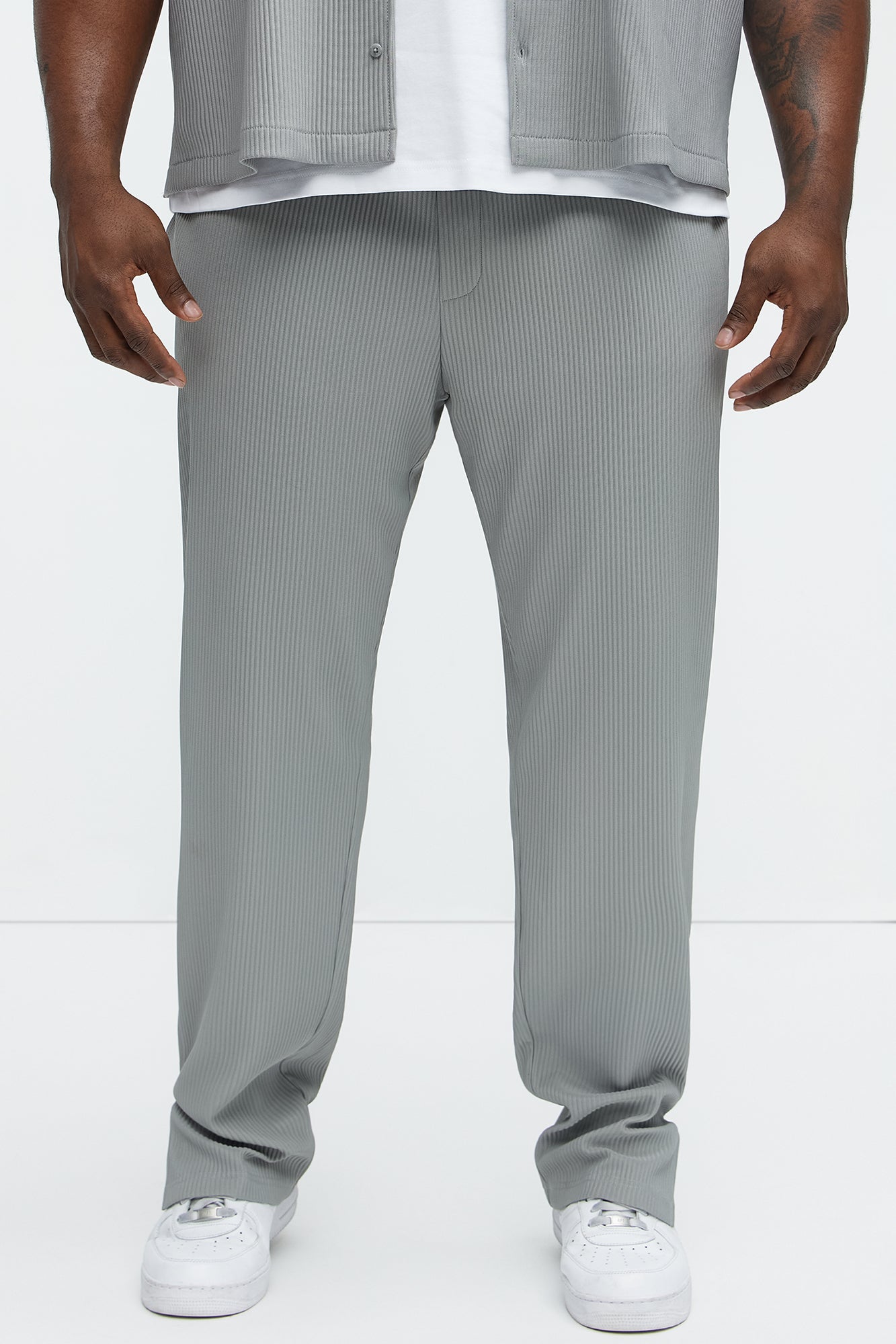 Show Up Slim Slit Pants - Grey