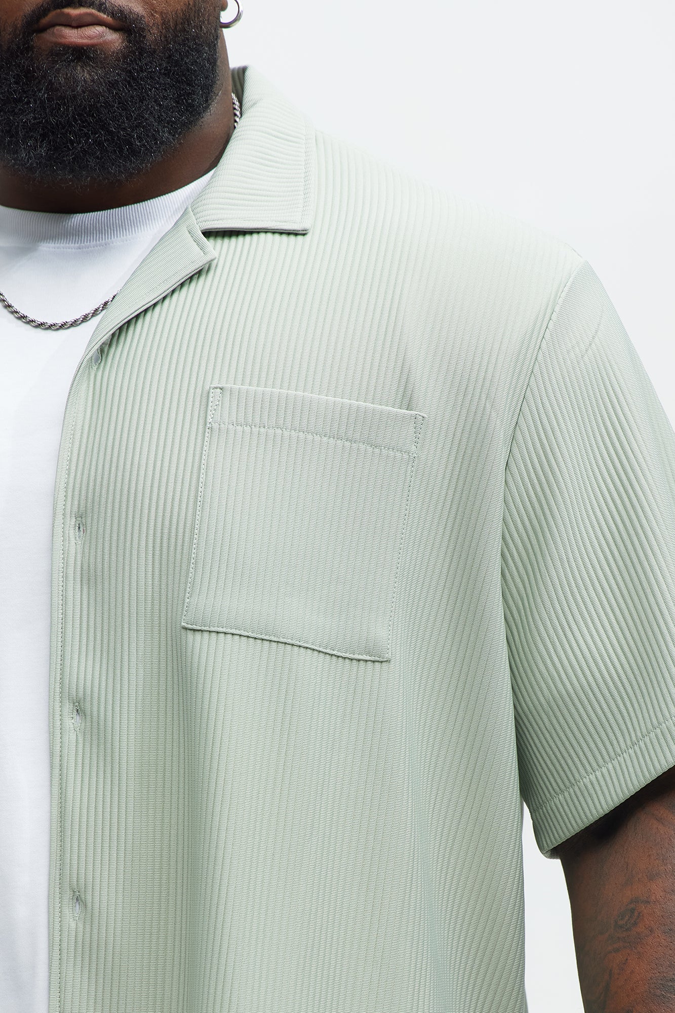 Show Up Short Sleeve Cuban Shirt - Sage