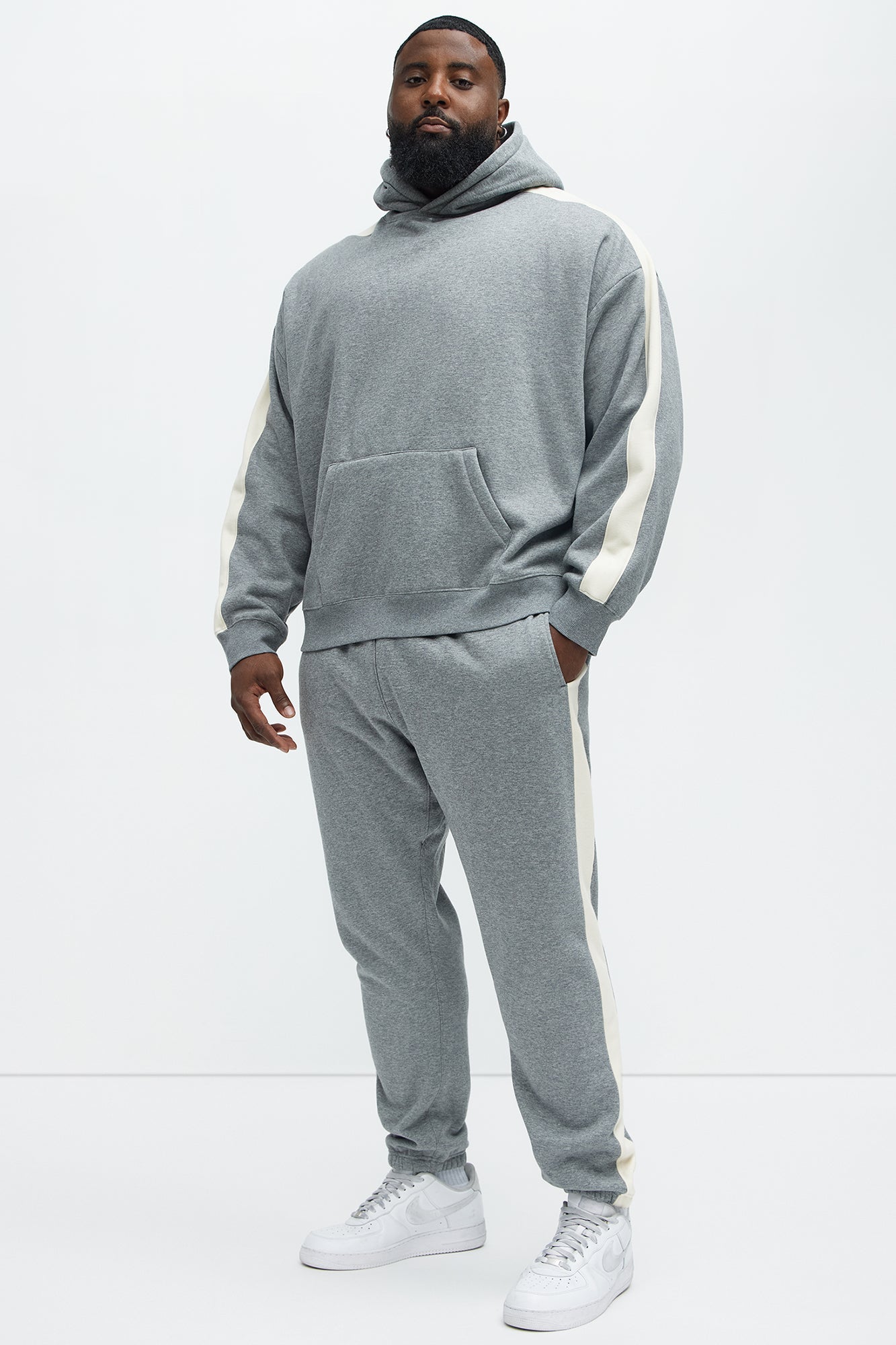 Tyson Heavyweight Striped Jogger - Heather Grey