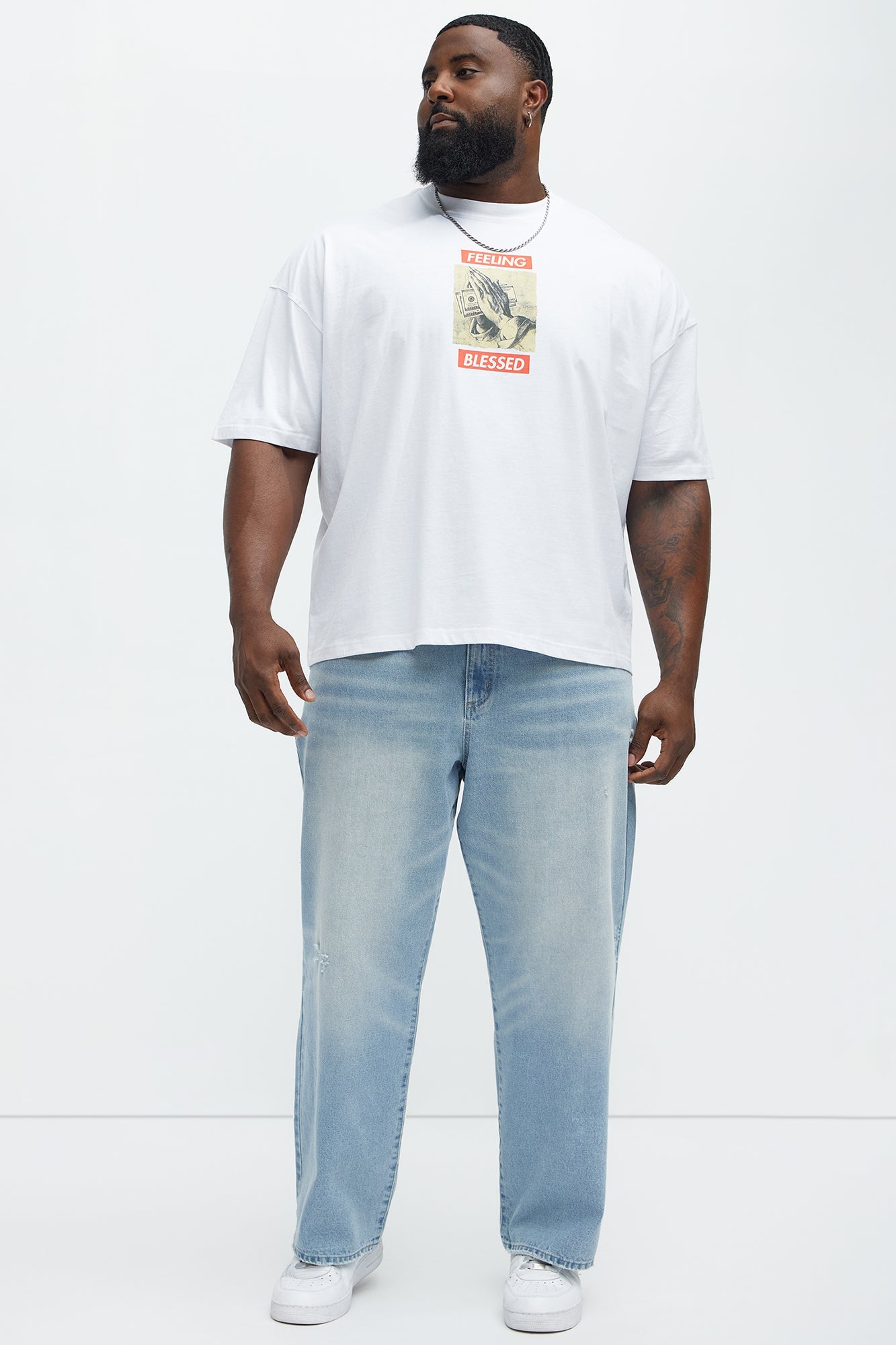 Feeling Blessed Oversized Short Sleeve Tee - White