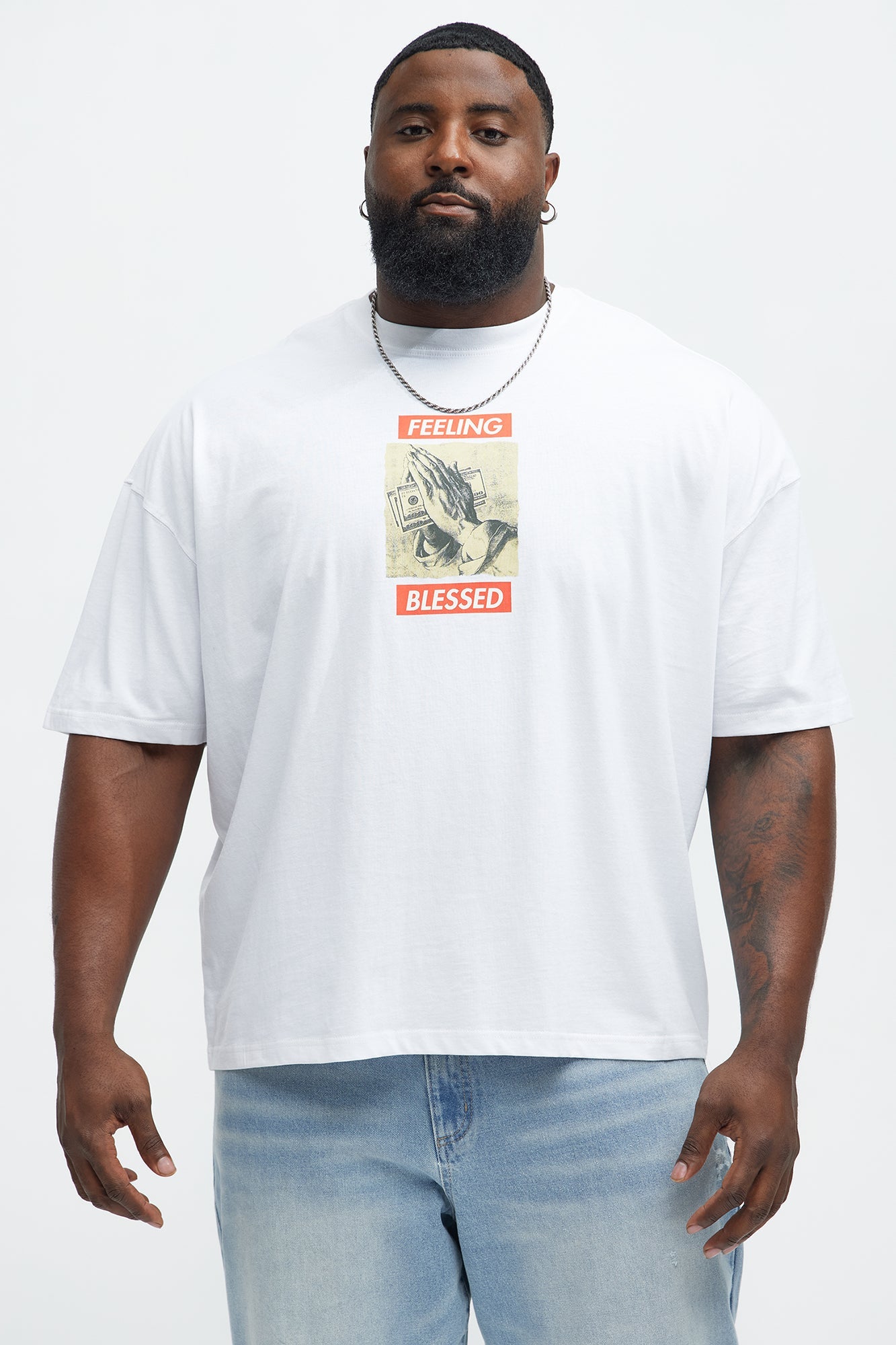 Feeling Blessed Oversized Short Sleeve Tee - White