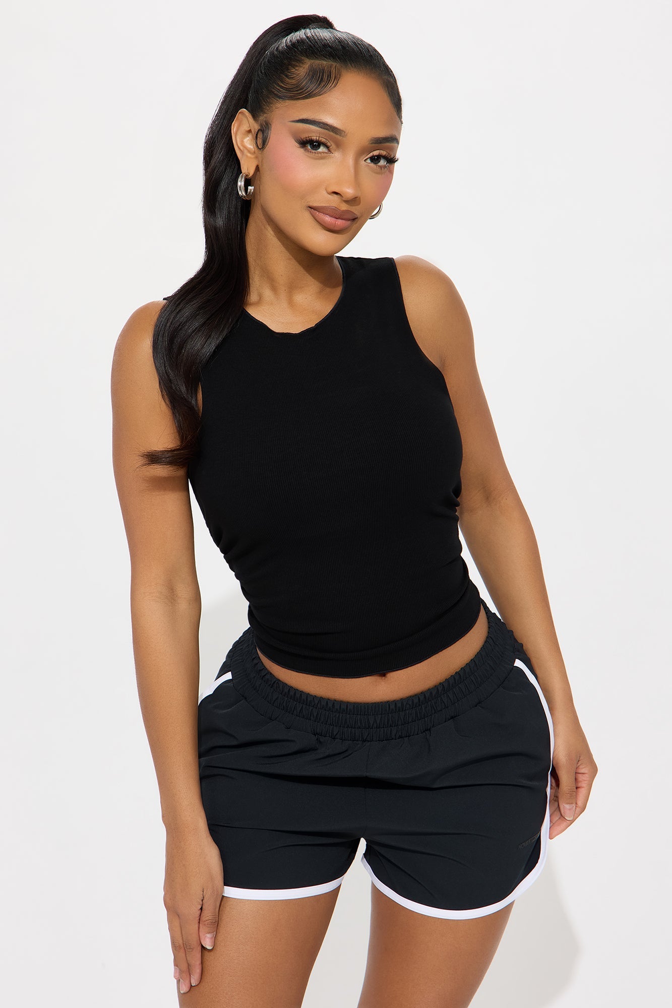 Clubhouse Crew Seamless Ribbed Active Top - Black