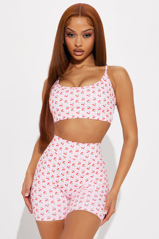 Sweet As Ever Active Short Set - Pink/combo