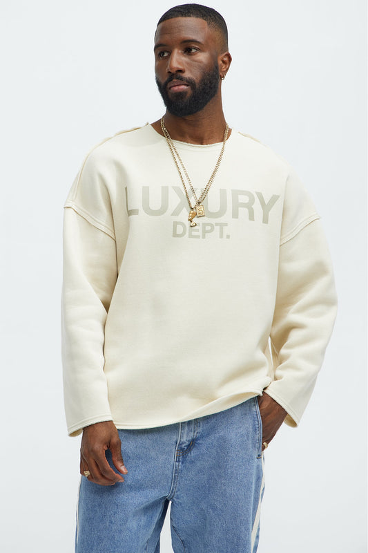 Tyson Luxury Dept Frayed Oversized Sweatshirt - Cream
