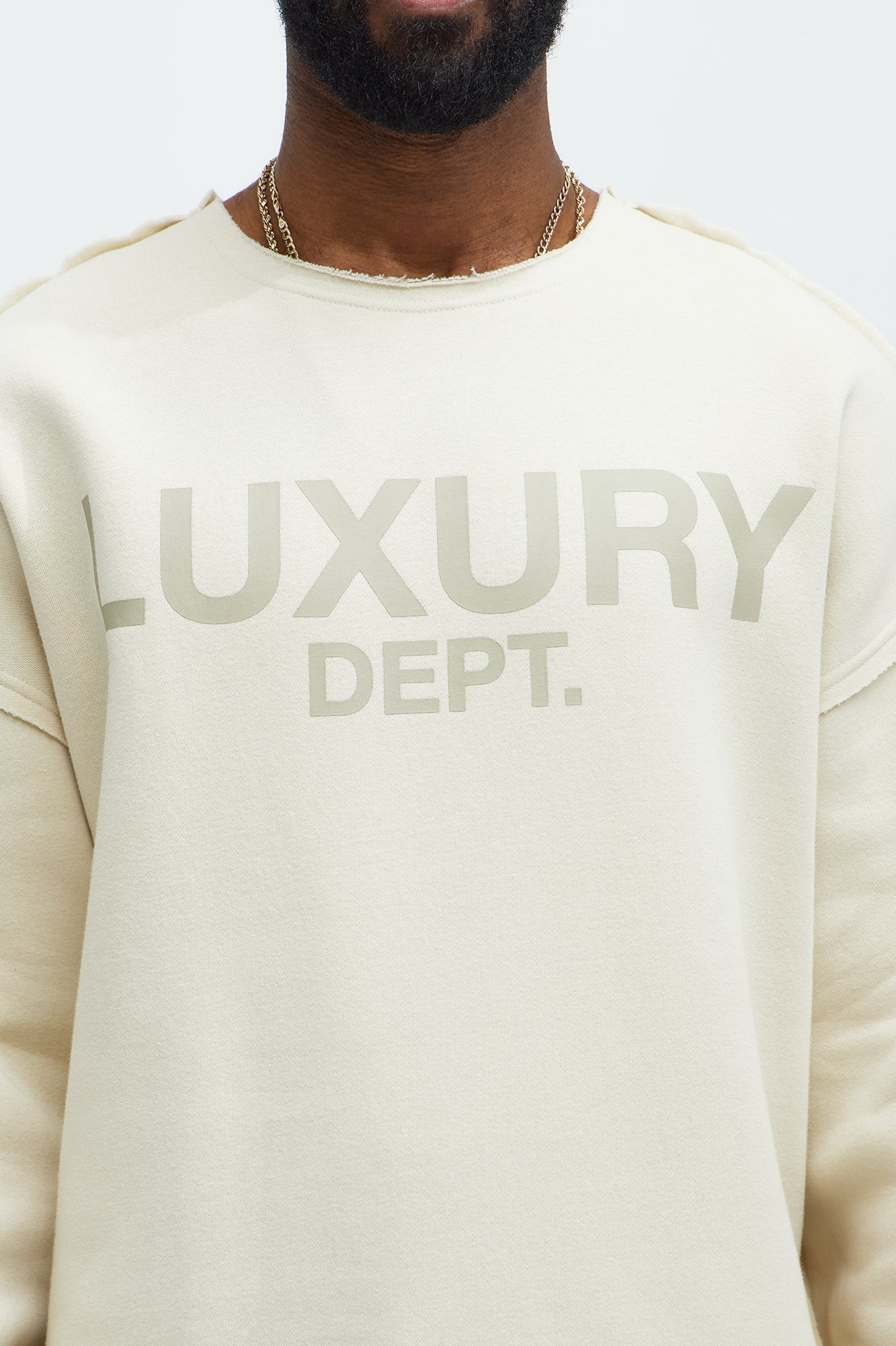 Tyson Luxury Dept Frayed Oversized Sweatshirt - Cream