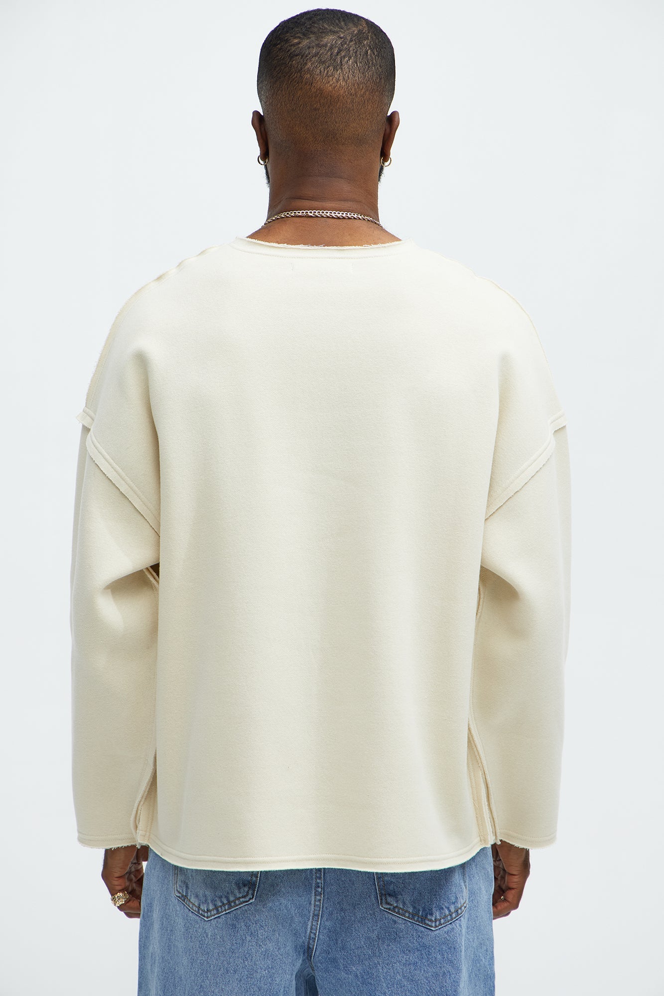 Tyson Luxury Dept Frayed Oversized Sweatshirt - Cream