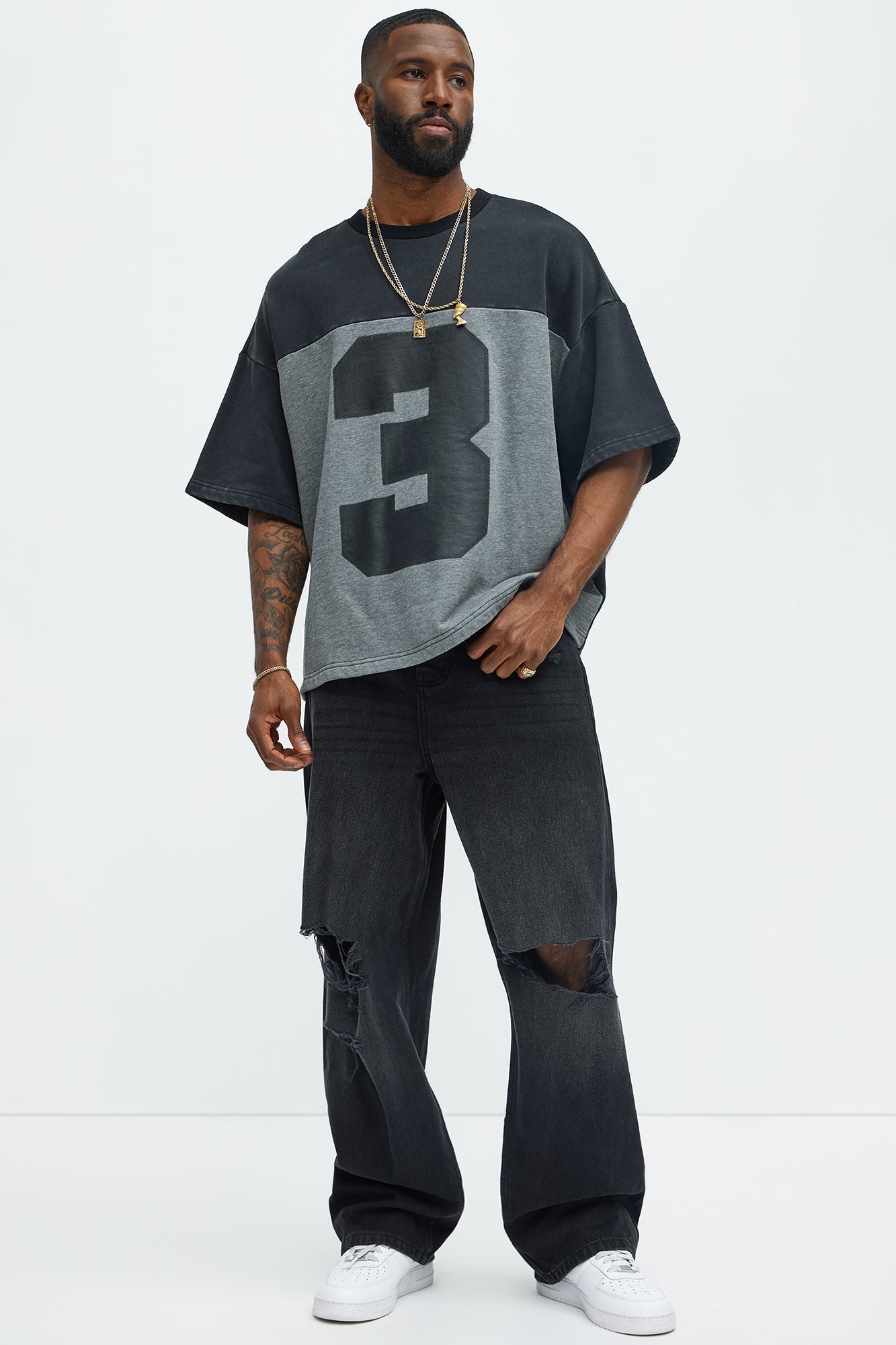 Kyle Color Block Oversized Tee - Black/combo