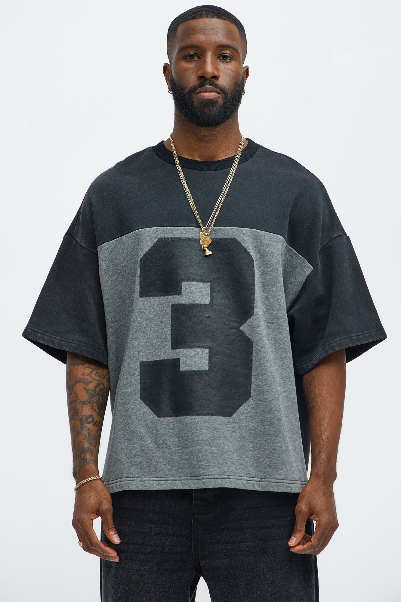 Kyle Color Block Oversized Tee - Black/combo