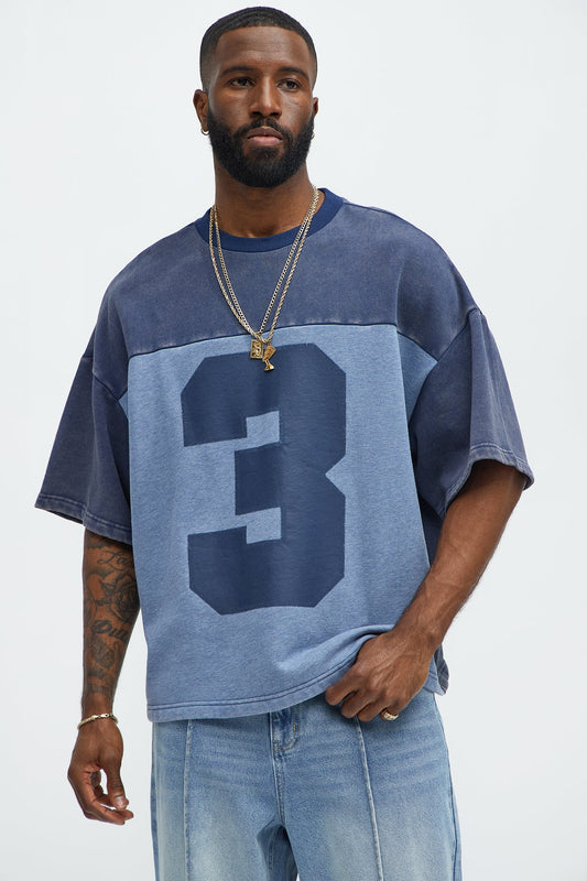 Kyle Color Block Oversized Tee - Navy/combo