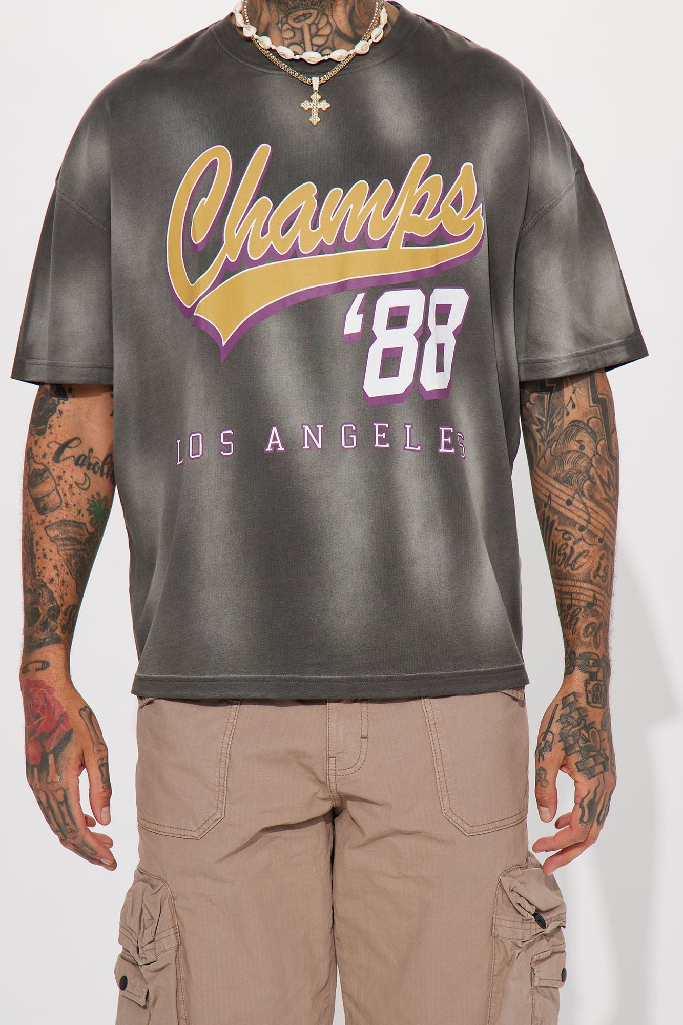 Eighty Eight Champs Oversized Short Sleeve Tee - Grey