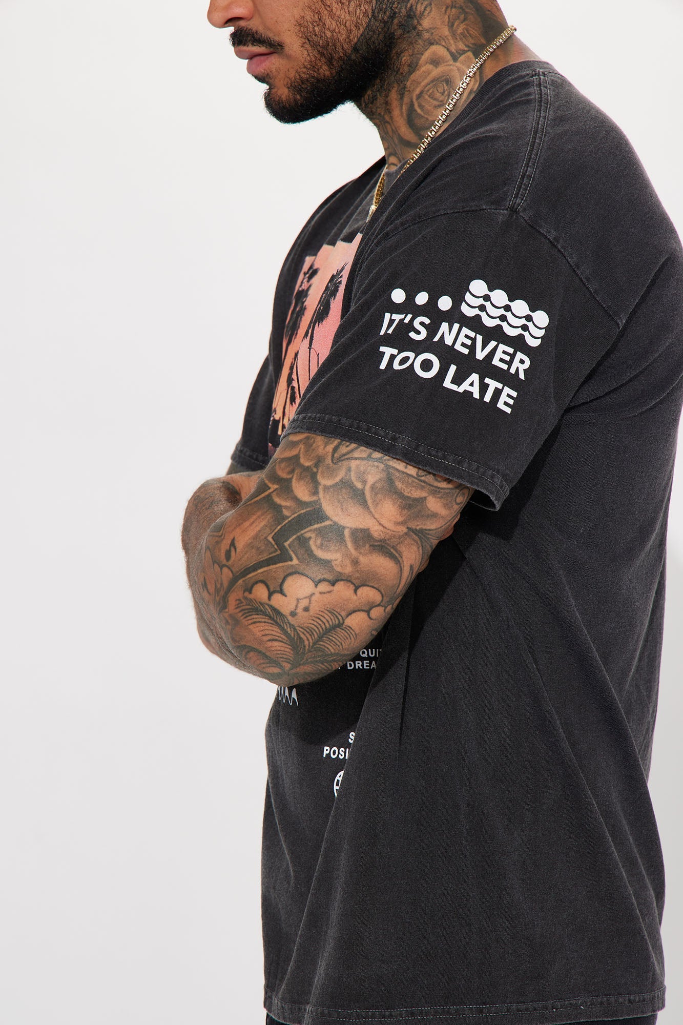 Never Too Late Short Sleeve Tee - Black