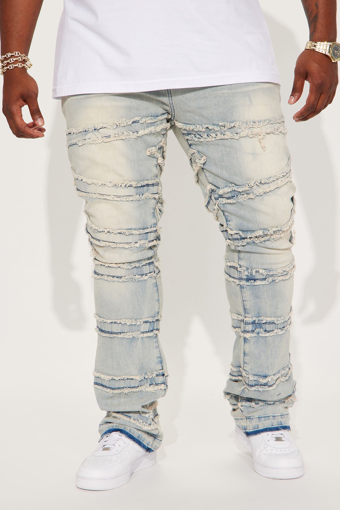 About Fray Stacked Skinny Flare Jeans - Light Wash