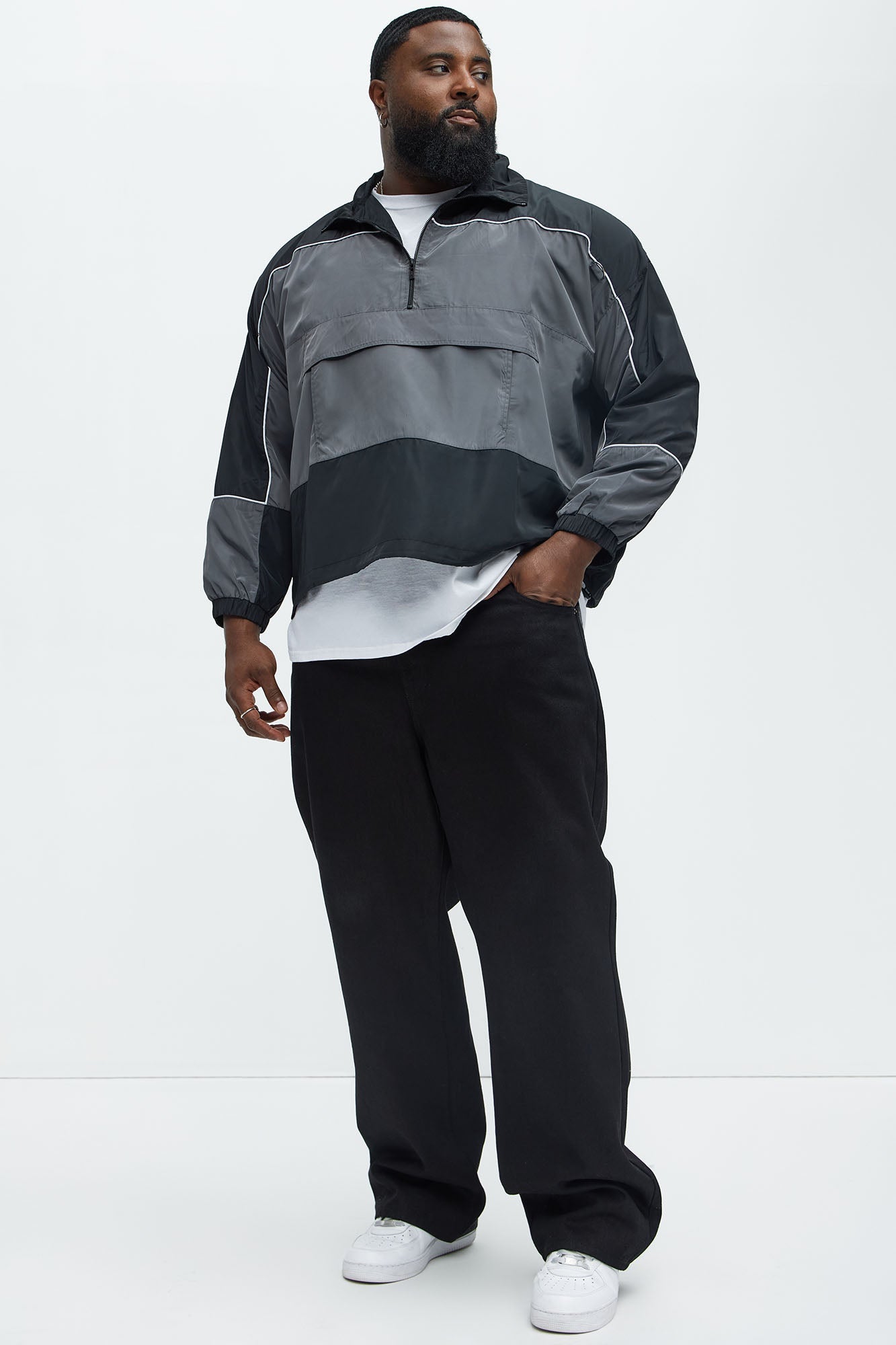 Racer Quarter Zip Coaches Jacket - Black/combo