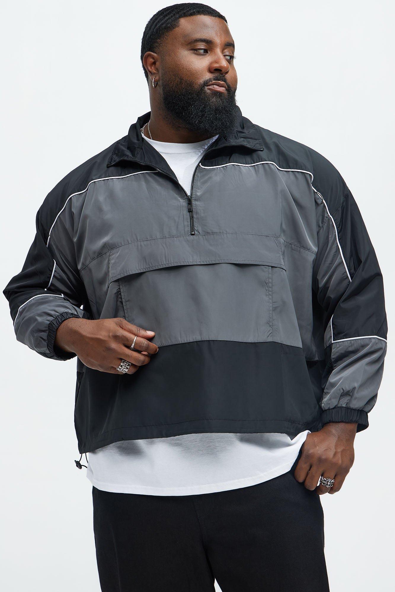 Racer Quarter Zip Coaches Jacket - Black/combo