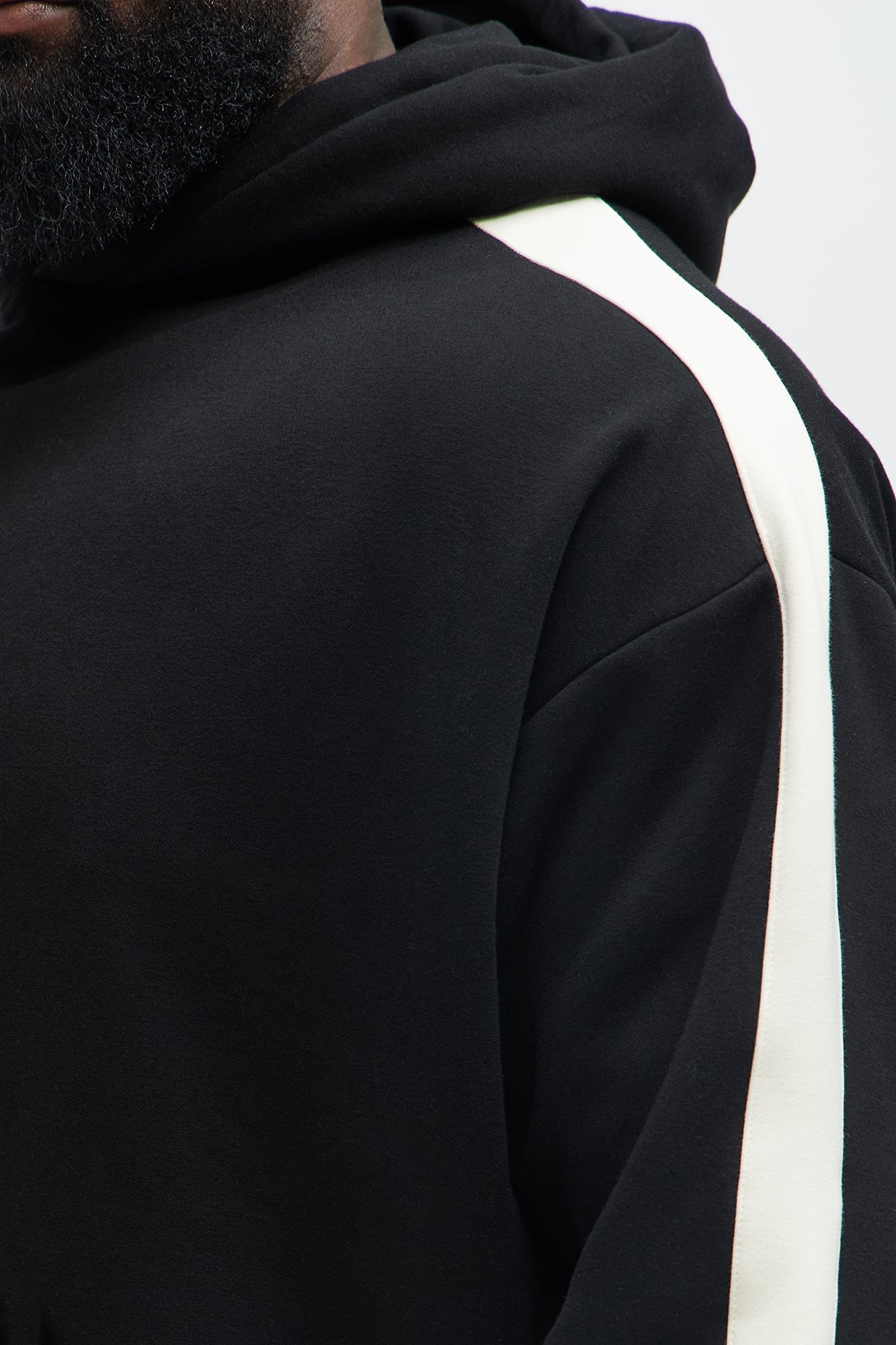 Tyson Heavyweight Oversized Striped Hoodie - Black