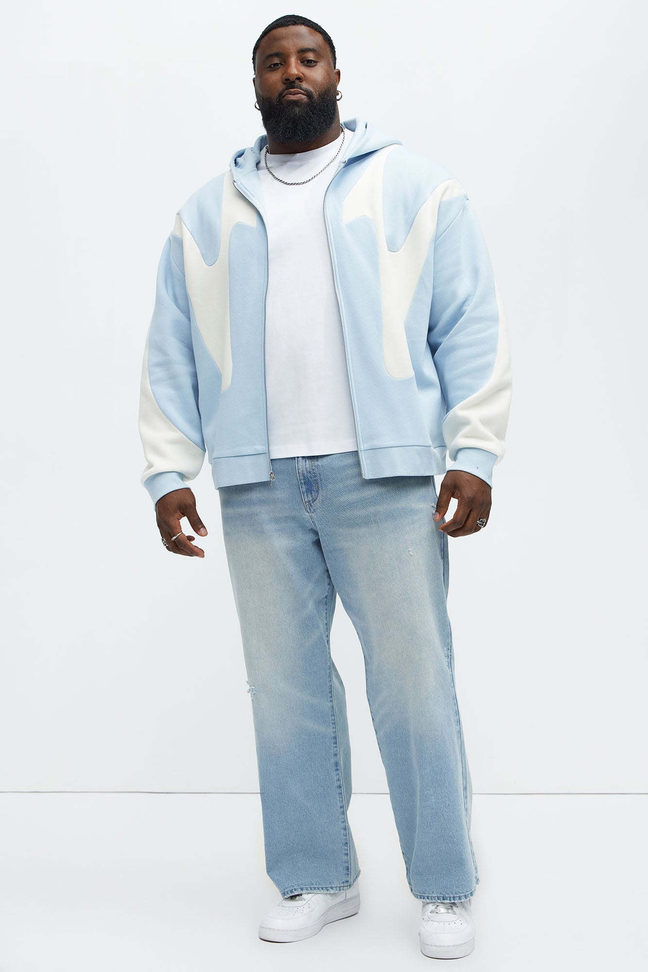 Tyson Oasis Paneled Zip Up Hoodie - Blue/combo