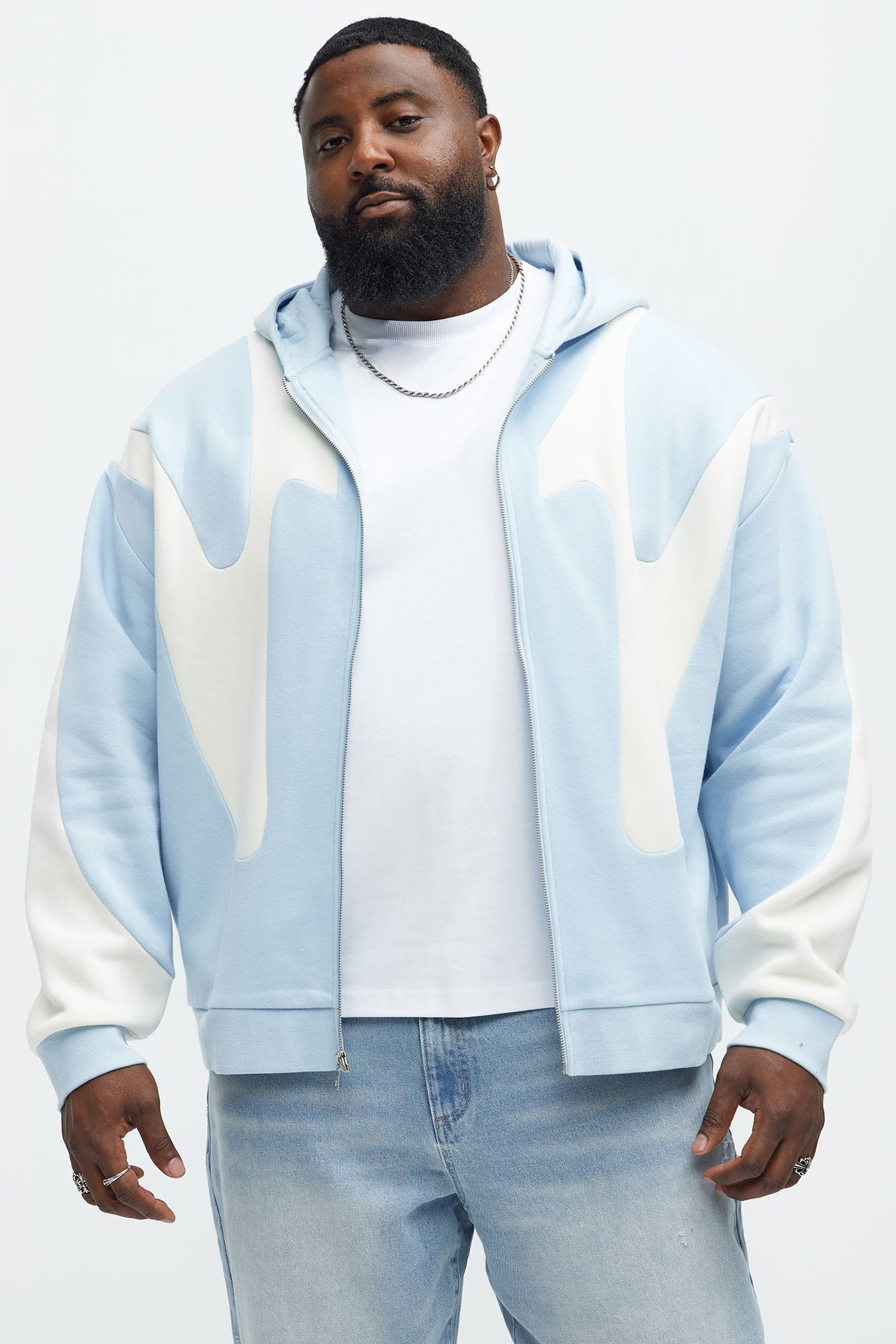 Tyson Oasis Paneled Zip Up Hoodie - Blue/combo