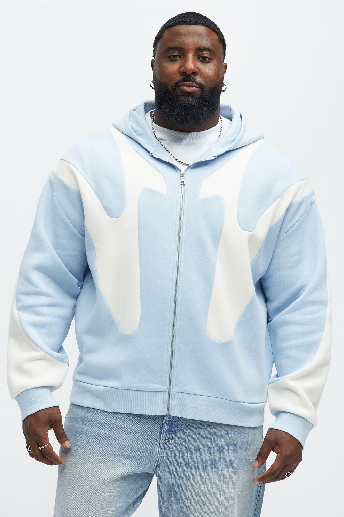 Tyson Oasis Paneled Zip Up Hoodie - Blue/combo