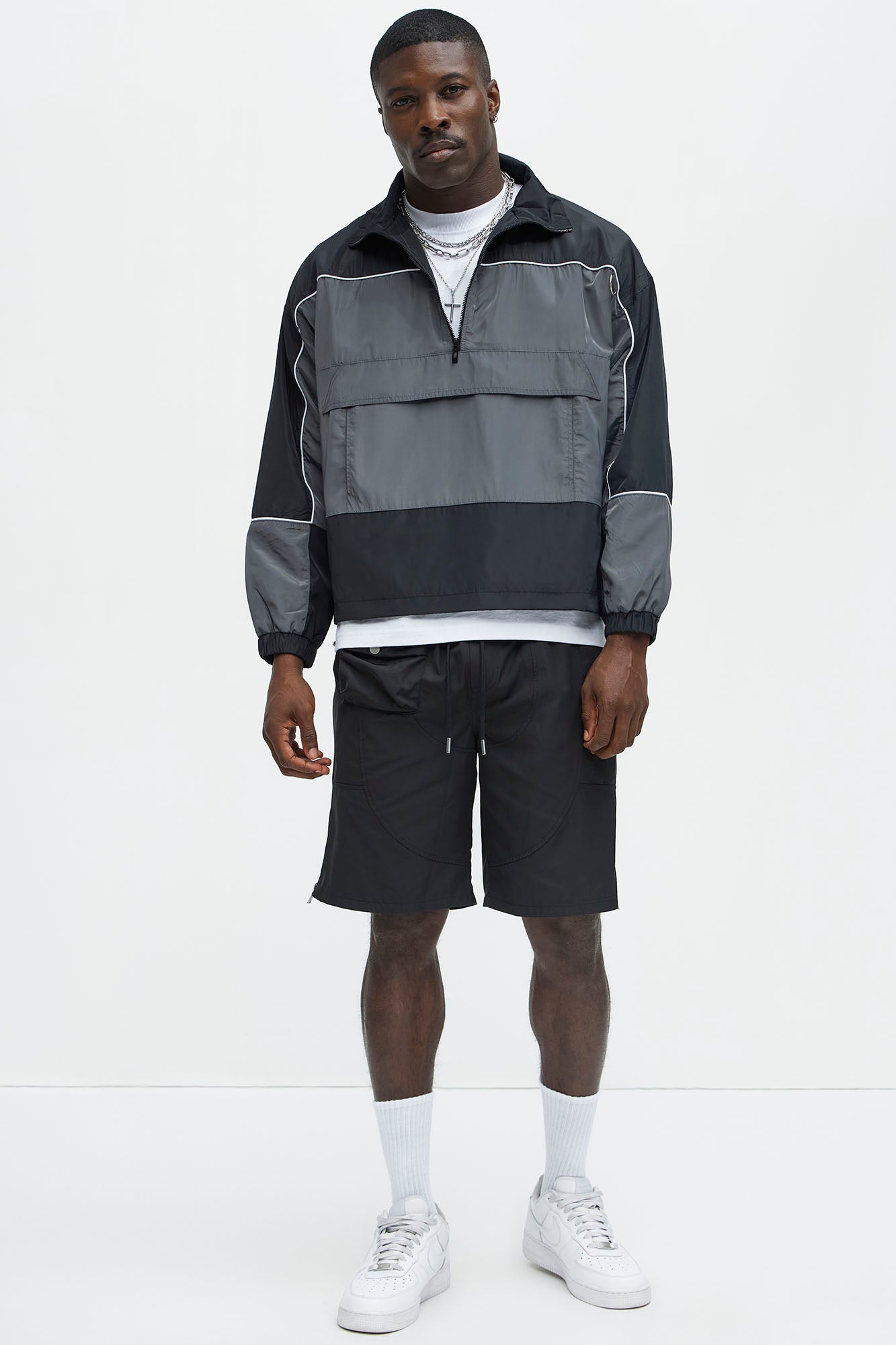 Racer Quarter Zip Coaches Jacket - Black/combo