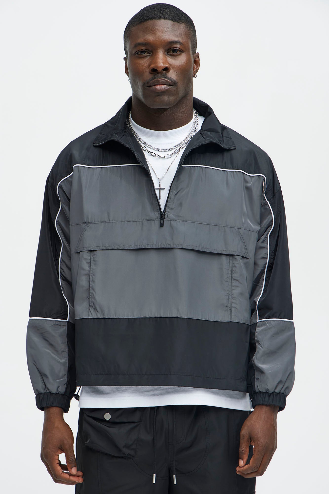 Racer Quarter Zip Coaches Jacket - Black/combo