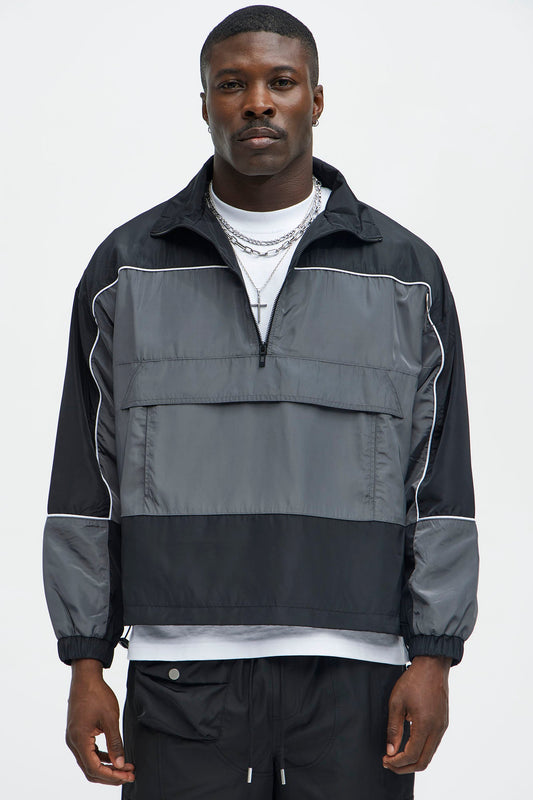 Racer Quarter Zip Coaches Jacket - Black/combo