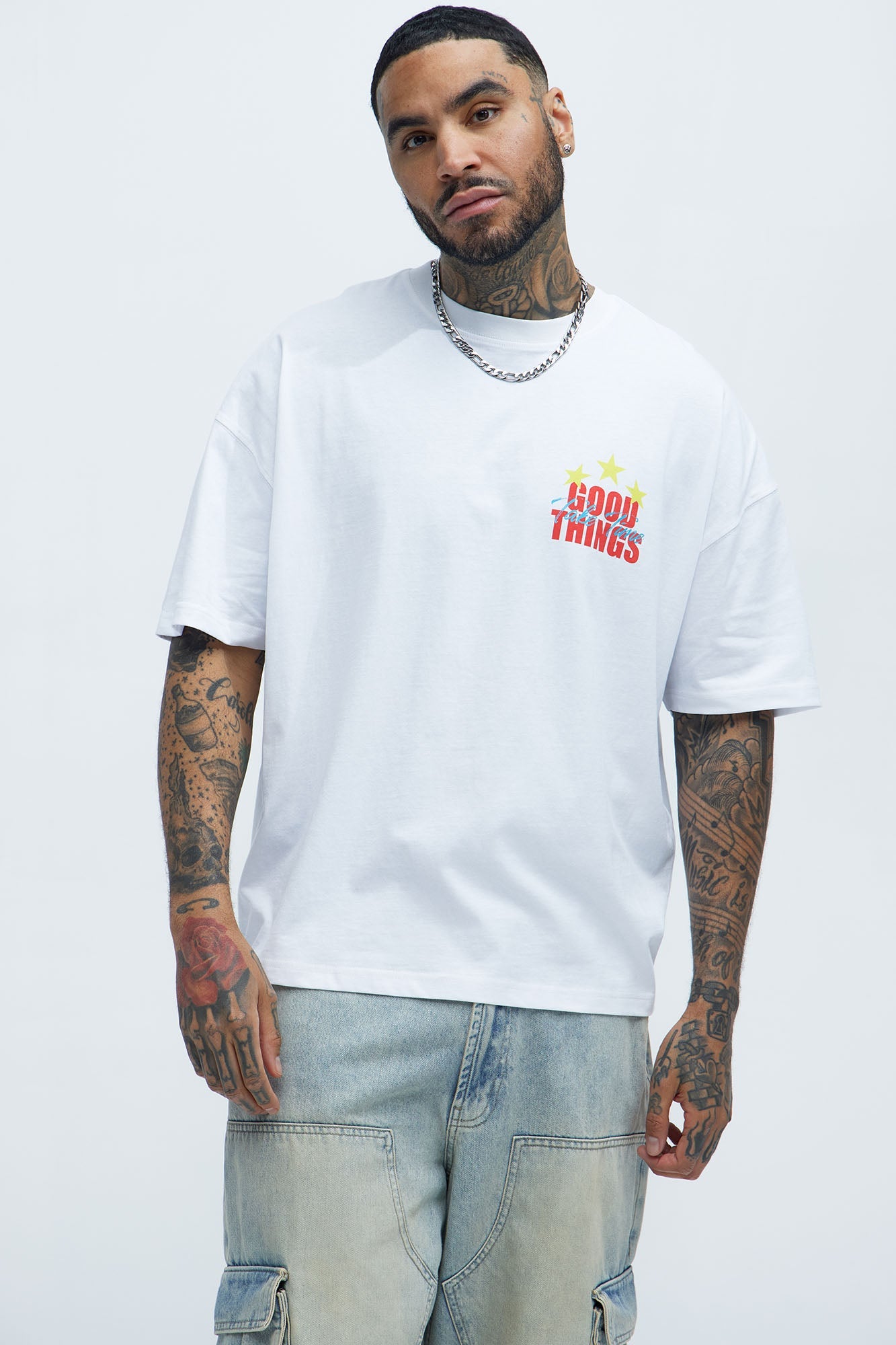 Good Things Come Oversized Short Sleeve Tee - White